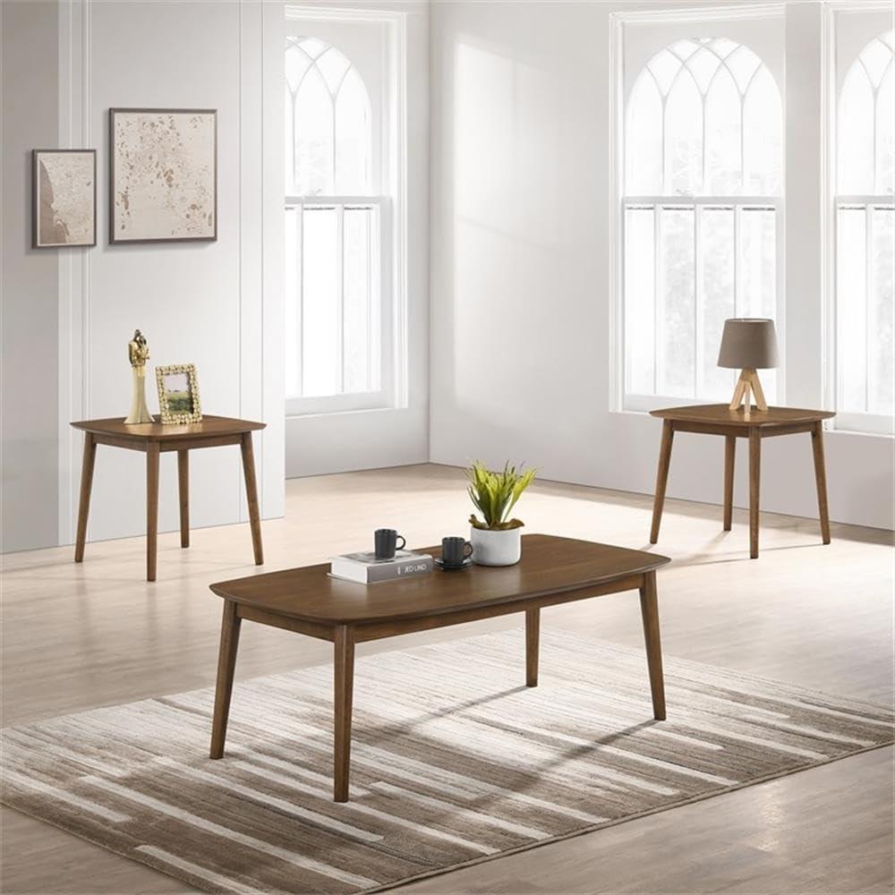 Felix 3-Piece Walnut Wood Coffee and End Table Set