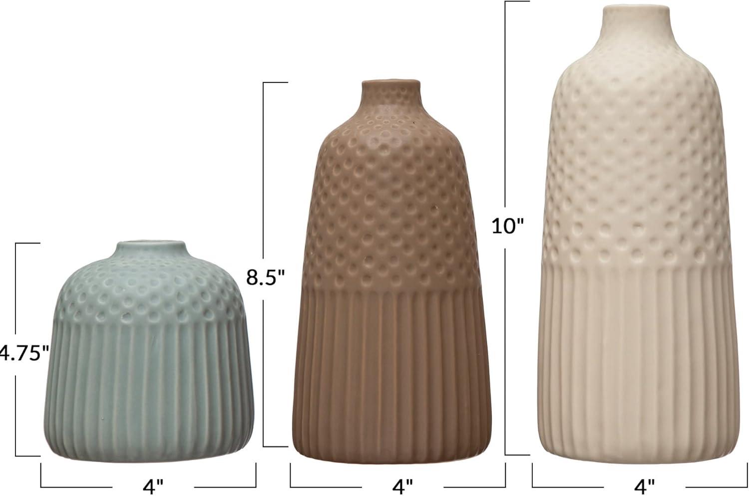 Creative Co-Op Various Stoneware Vases with Matte Glaze, Multicolor, Set of 3