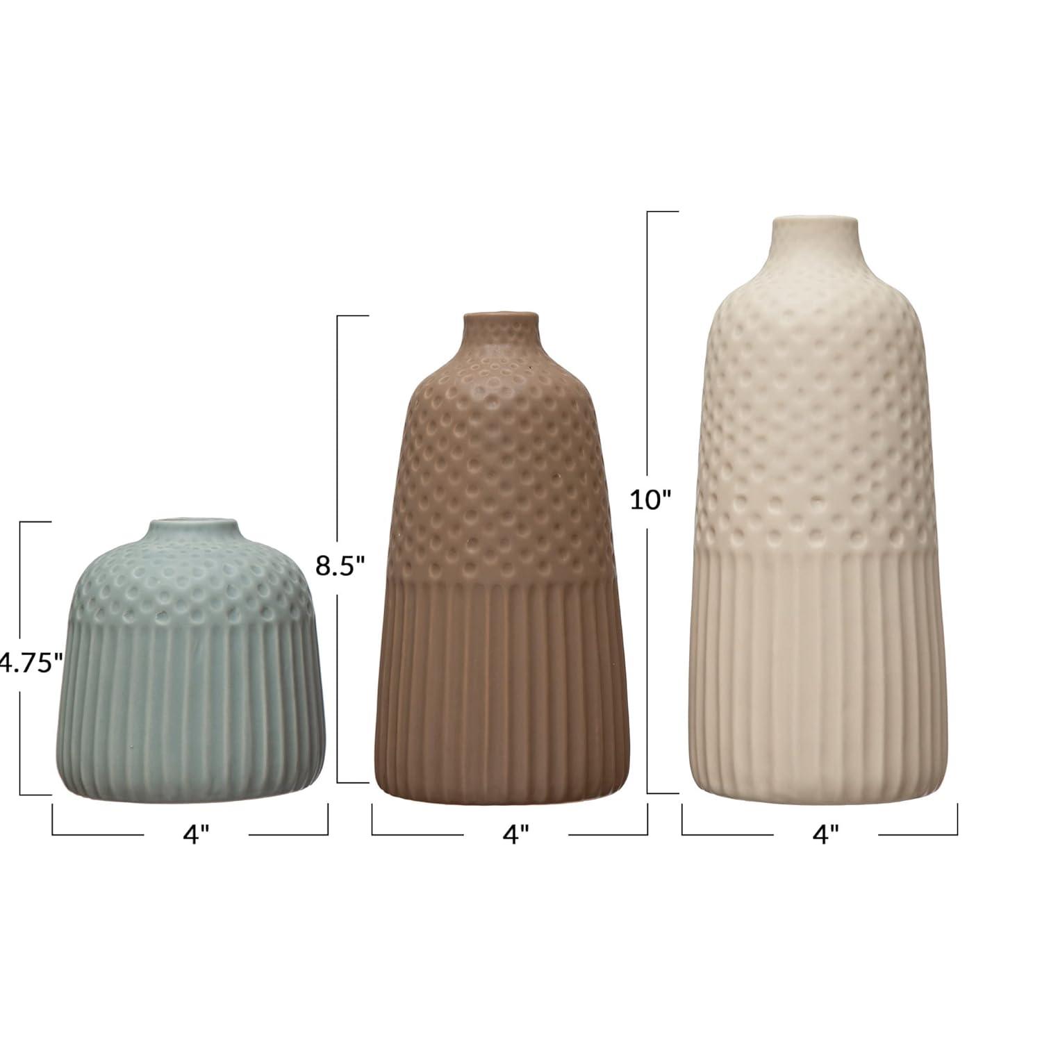 Creative Co-Op Various Stoneware Vases with Matte Glaze, Multicolor, Set of 3