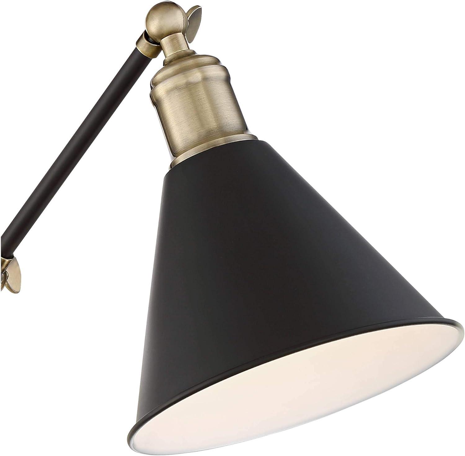 Black and Brass Adjustable Swing Arm Wall Lamp Set