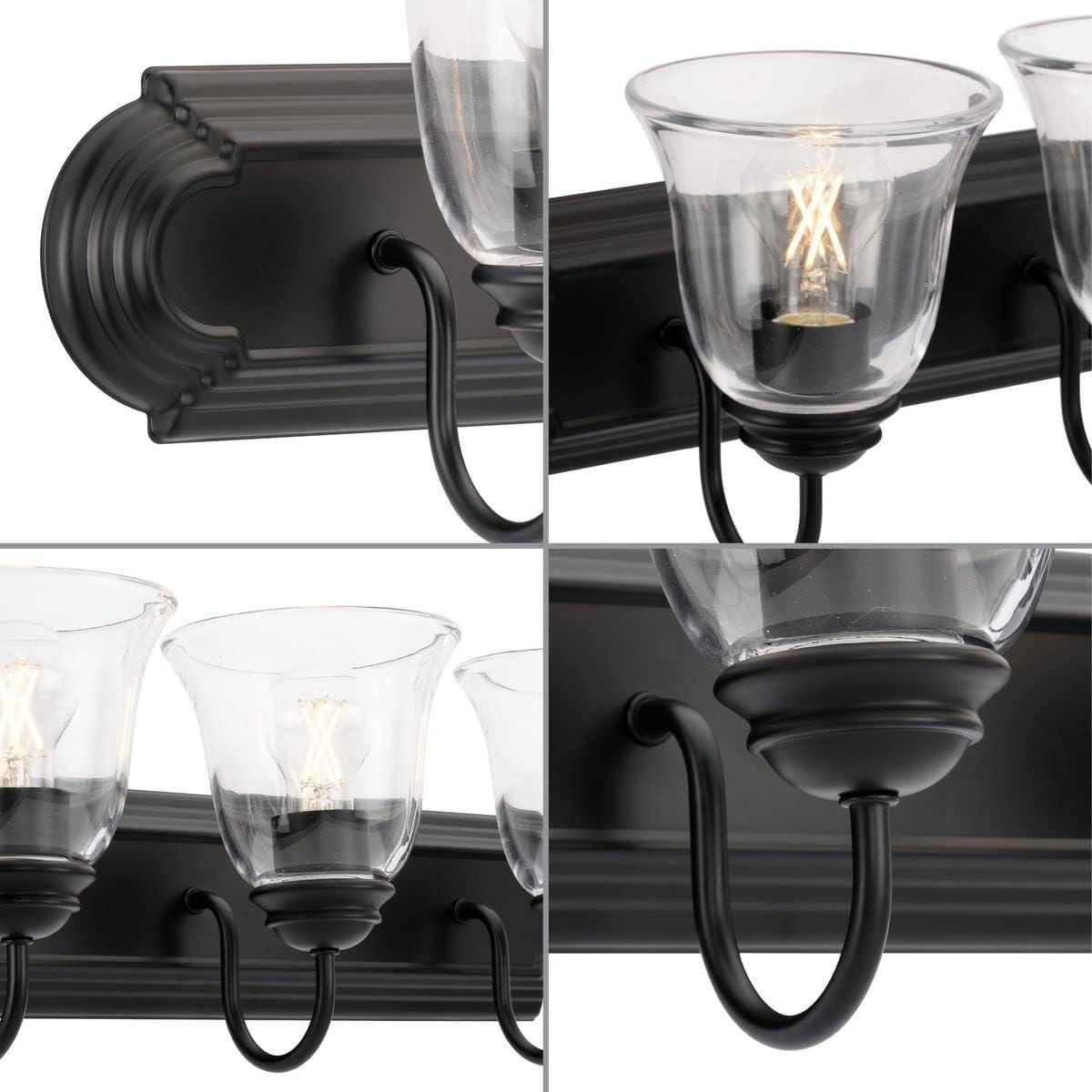 Progress Lighting, Calhoun Collection, 3-Light Vanity Light, Matte Black, Clear Glass, Material: Steel