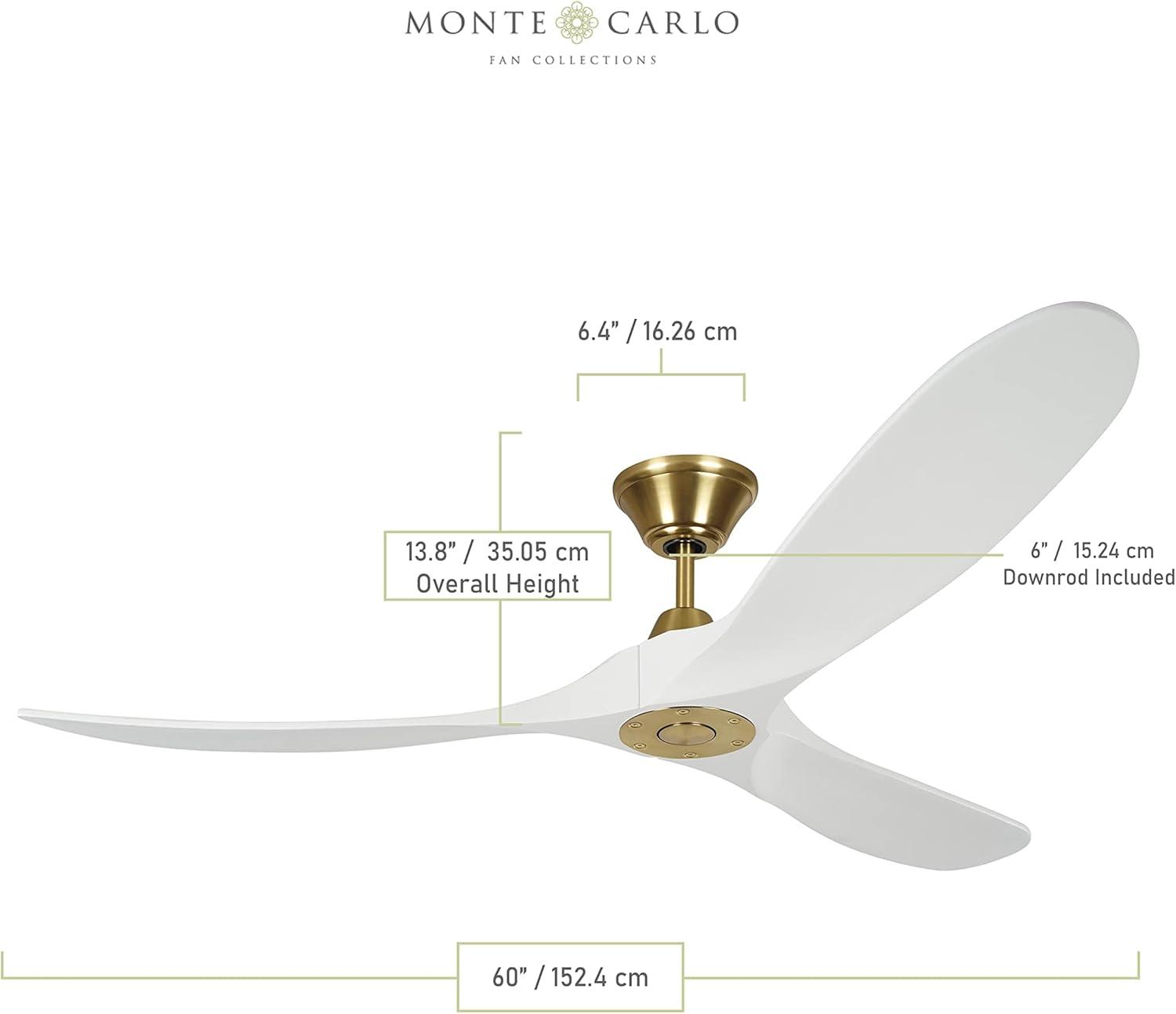 Monte Carlo 3MAVR60RZWBBS 60" Maverick - Matte White With Burnished Brass