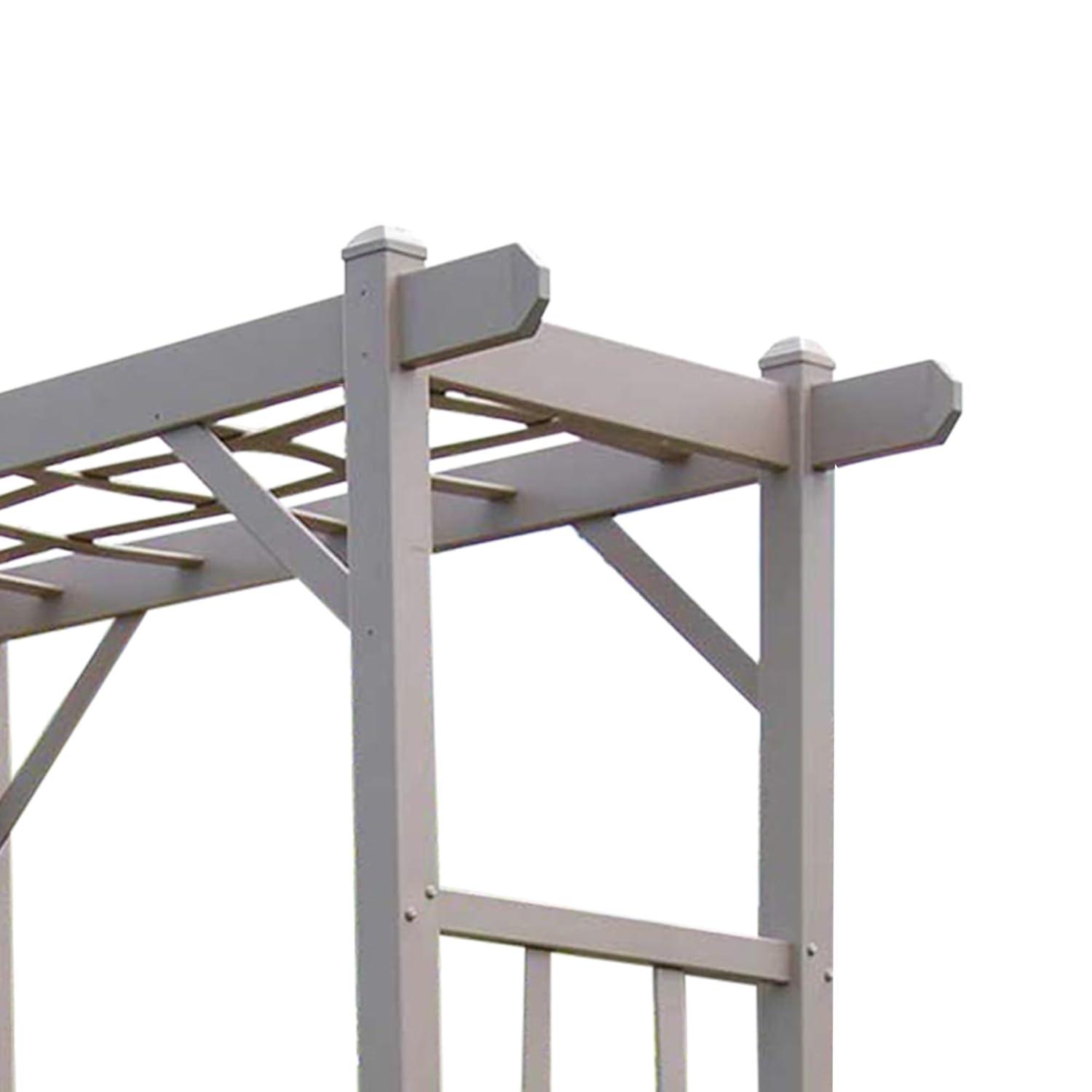 Dura-Trel Elmwood Arbor, 57 by 84 Inch PVC Patio Garden Arch, Outdoor Lattice Frame Decoration or Trellis for Climbing Plants, Mocha