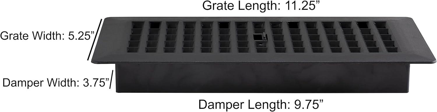 Black Rectangular Plastic Floor Register, 4x10 Inch