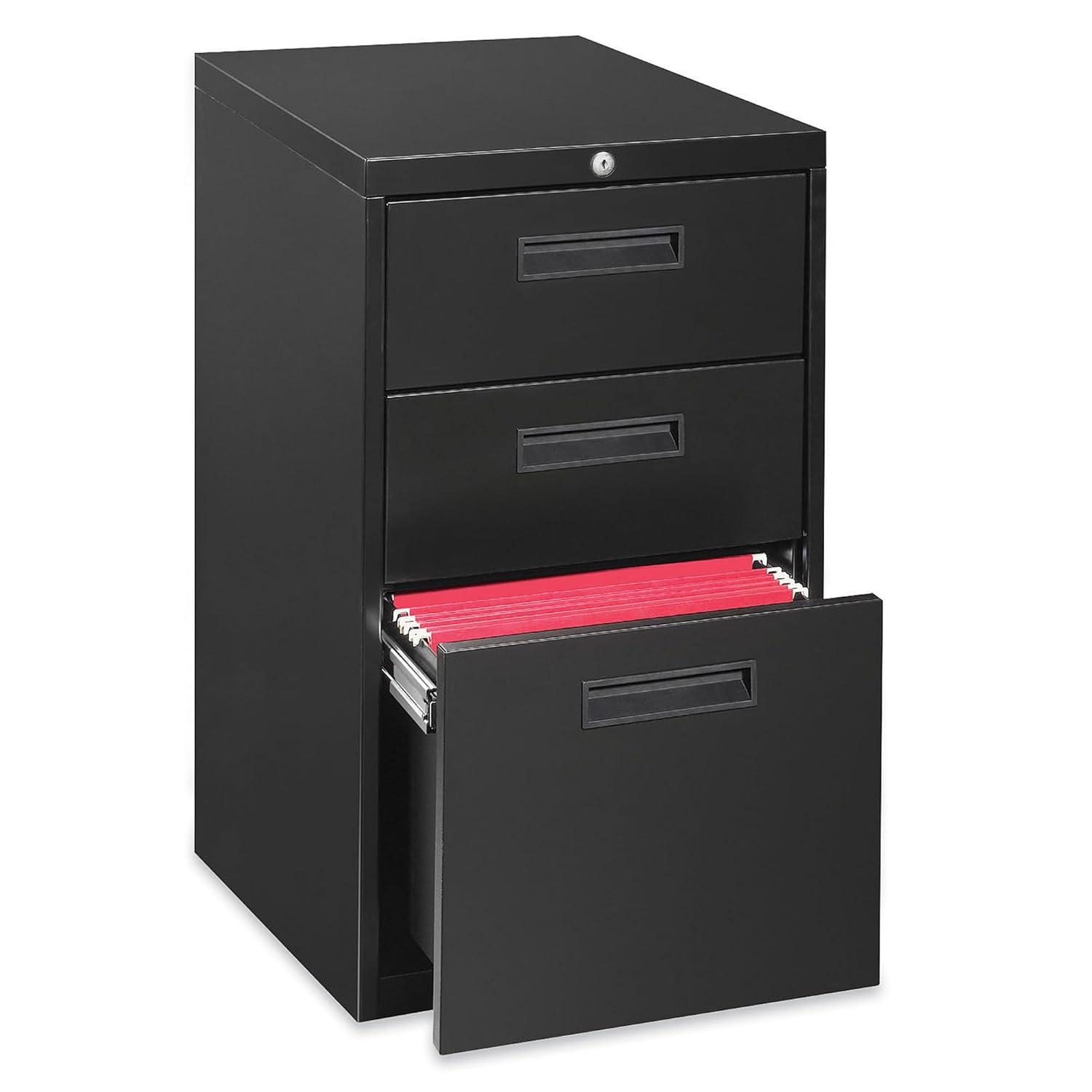 3 Drawers Vertical Steel Lockable Filing Cabinet, Black