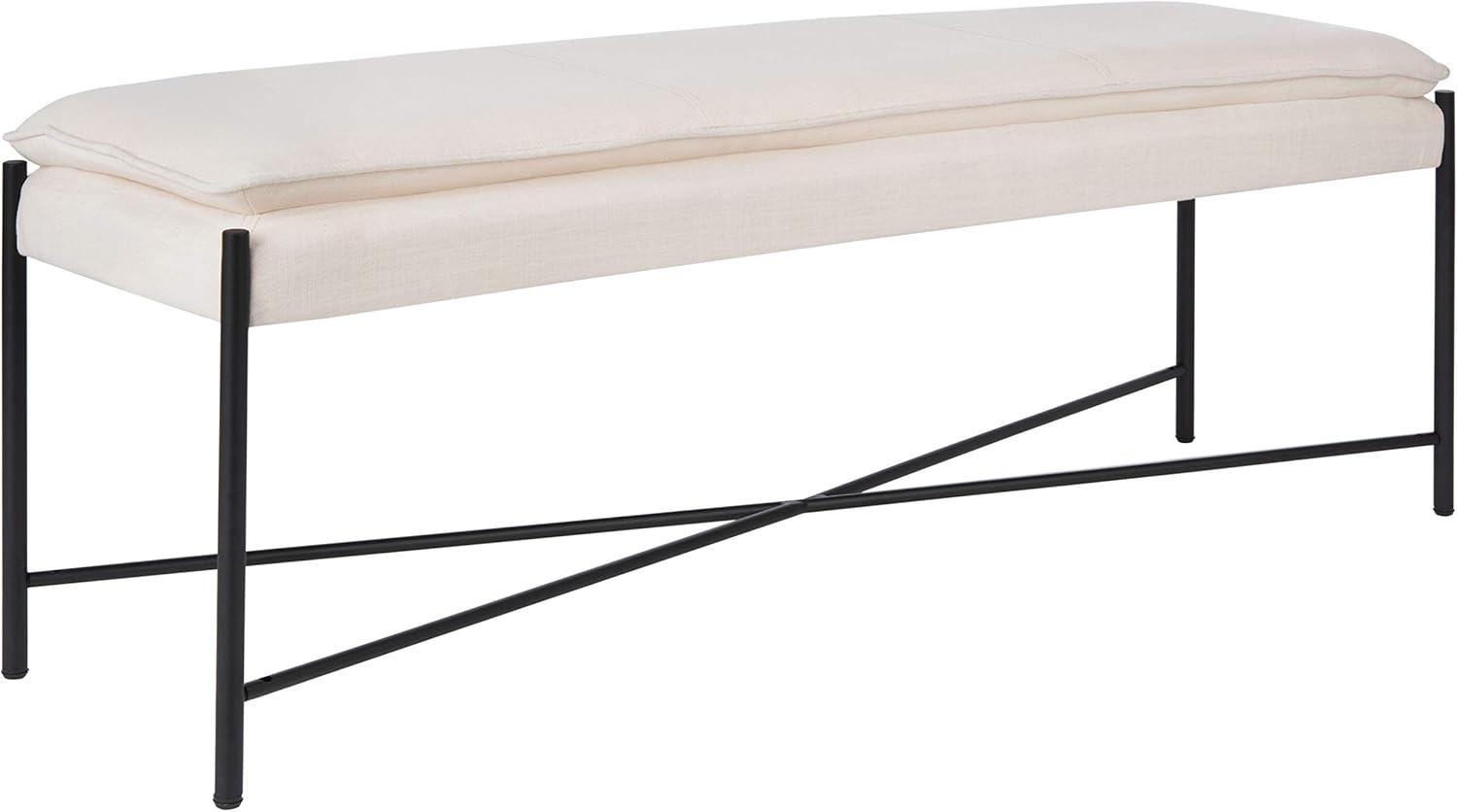 Kara Cushioned X Bench - Light Beige/Black - Safavieh