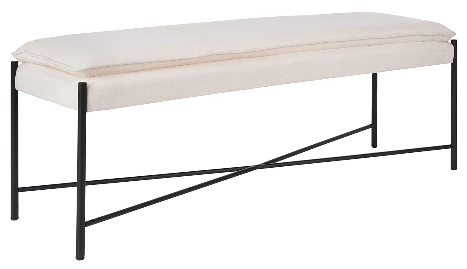 Kara Cushioned X Bench - BCH6402 - Light Beige/Black - Safavieh