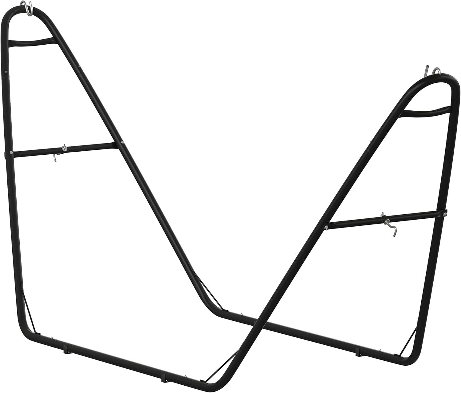 Flash Furniture All-Weather Heavy Duty Steel Hammock Stand for Hammocks 9-14 Feet Long - Black