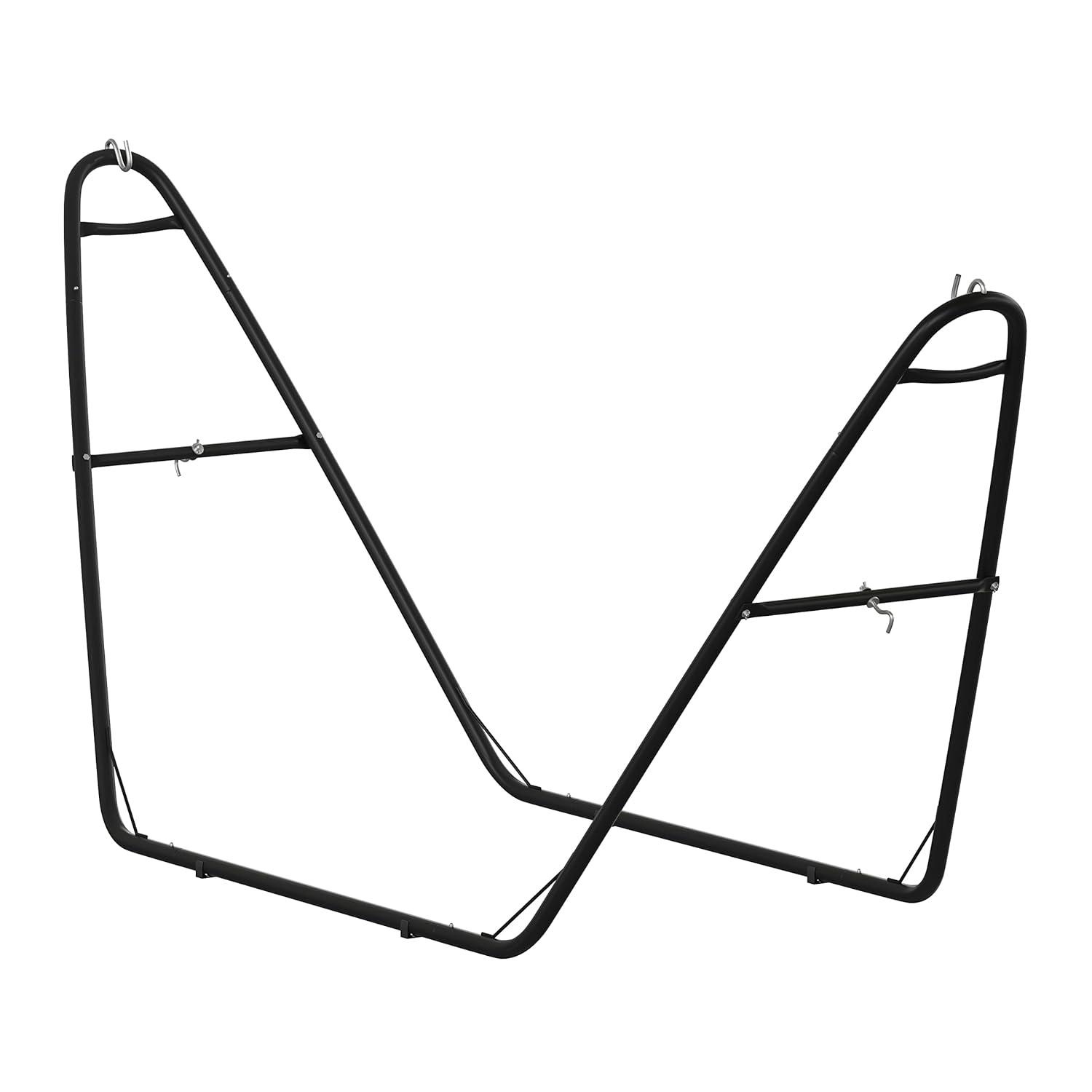 Flash Furniture All-Weather Heavy Duty Steel Hammock Stand for Hammocks 9-14 Feet Long - Black