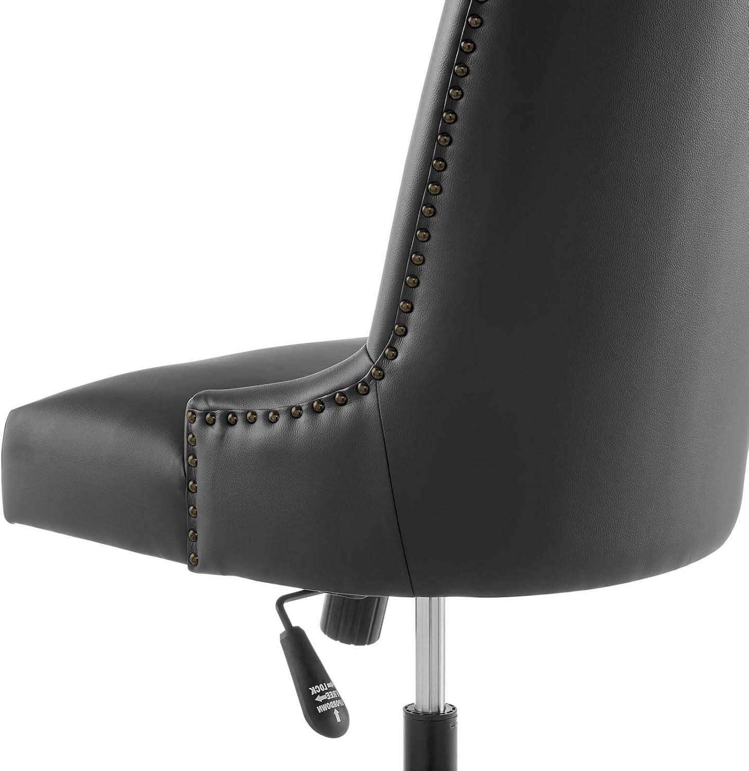 Modway Empower Channel Tufted Vegan Leather Office Chair Black: Metal Frame, Adjustable Height, Modern Style