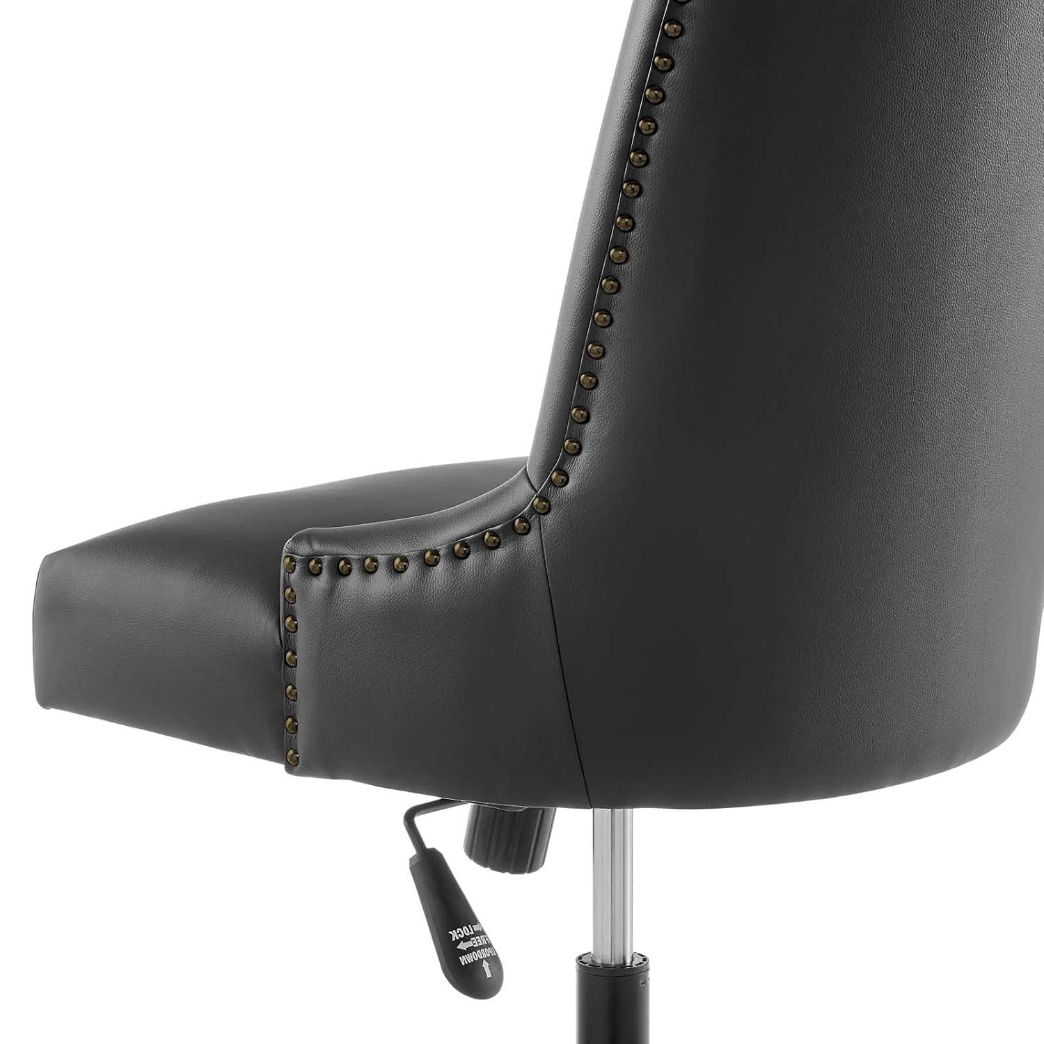 Modway Empower Channel Tufted Vegan Leather Office Chair Black: Metal Frame, Adjustable Height, Modern Style