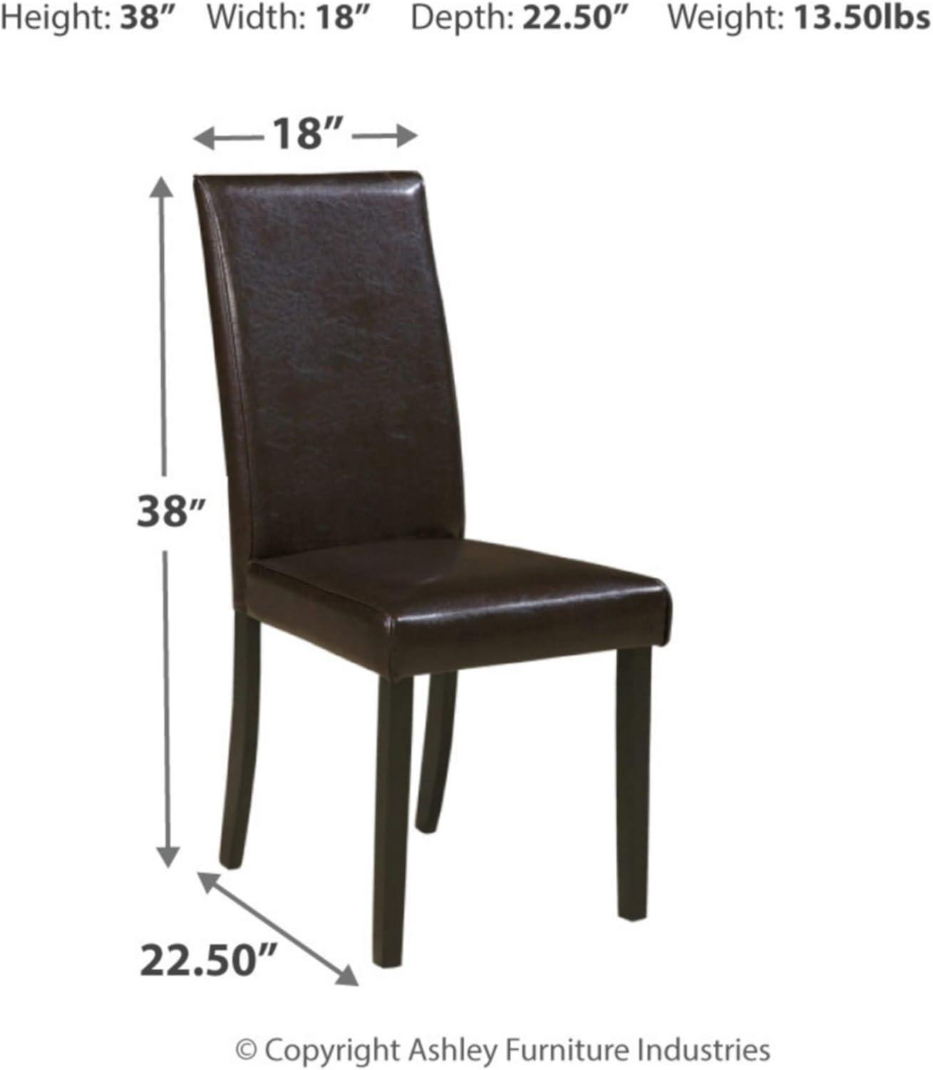 High Back Dark Brown Faux Leather Parsons Side Chair