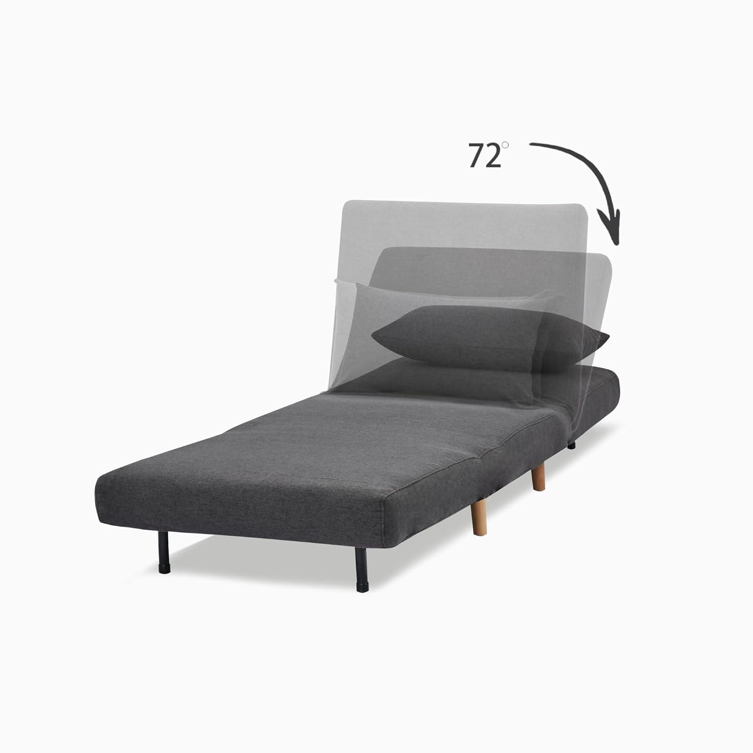 A&D Home Tustin Polyester Convertible Futon Chair, Velvet Blue
