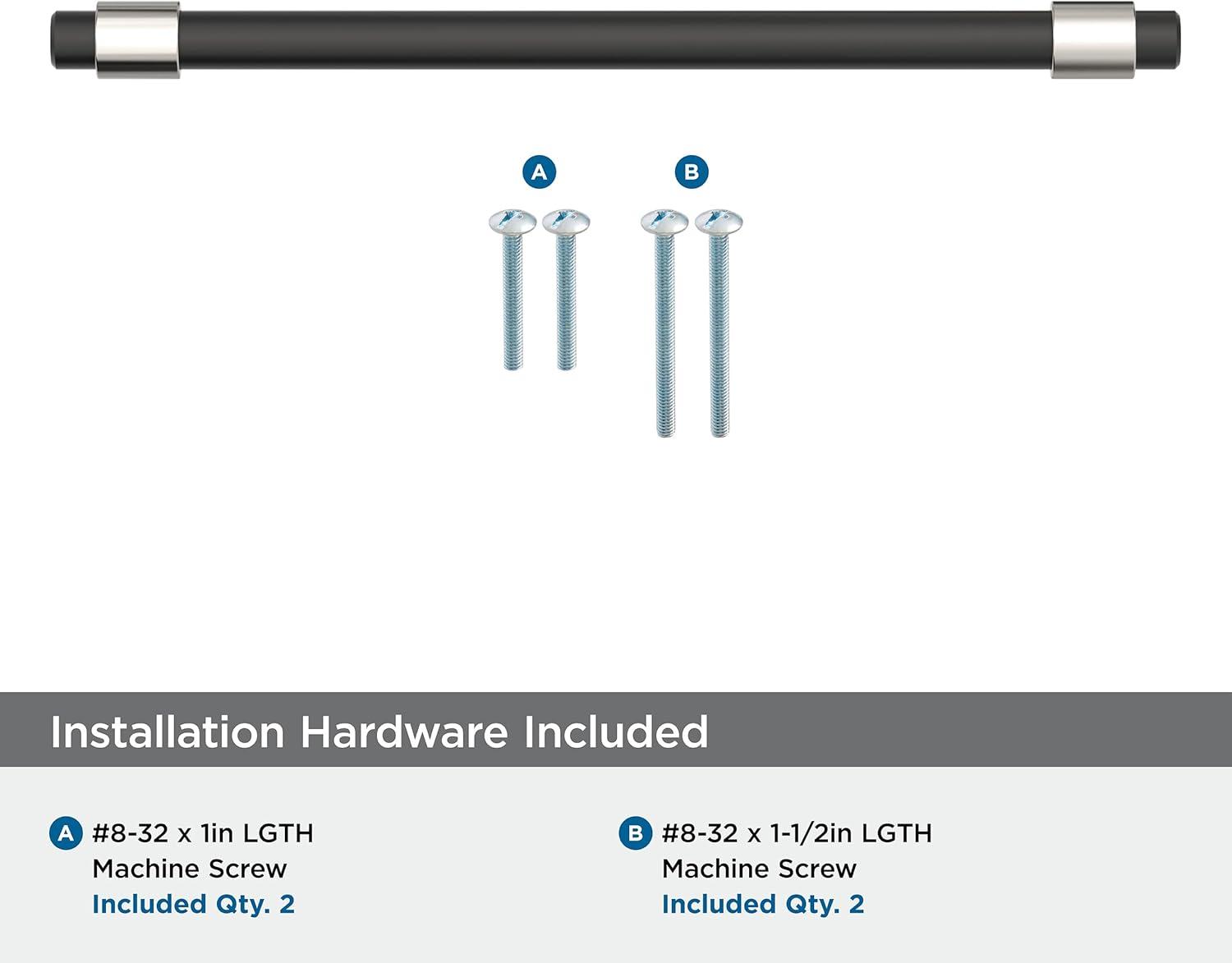 6-5/16" Matte Black and Polished Nickel Bar Pull