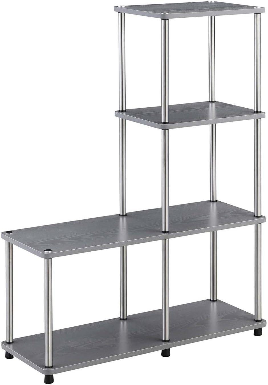 Designs2Go 4-Tier Gray L-Shaped Modern Bookshelf