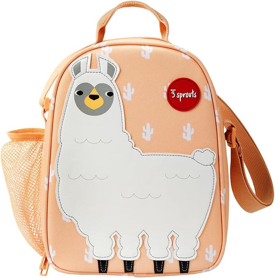 Peach Insulated Llama Kids Lunch Tote with Pockets