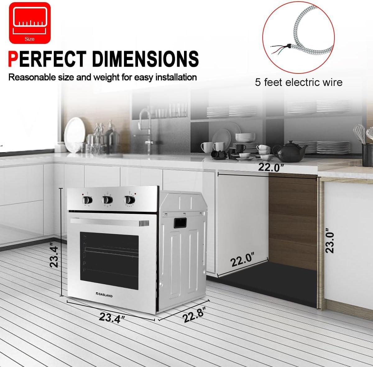 GASLAND 24" 2.3 cu. ft. Electric Single Wall Oven With 6 Cooking Functions ES606MS