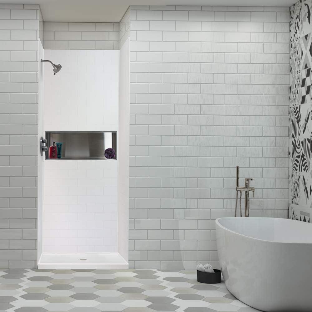 Transolid 36" x 36" x 72" White Subway Tile Shower Wall Kit