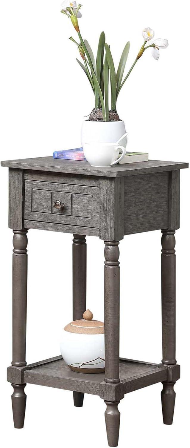 Convenience Concepts French Country Khloe 1 Drawer Accent Table with Shelf, Wirebrush Dark Gray