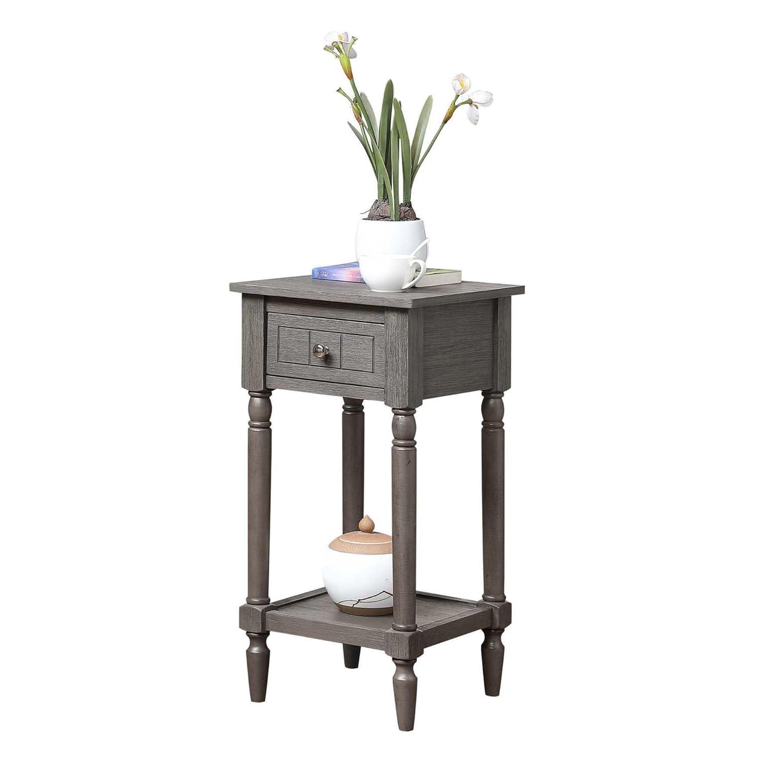 Convenience Concepts French Country Khloe 1 Drawer Accent Table with Shelf, Wirebrush Dark Gray