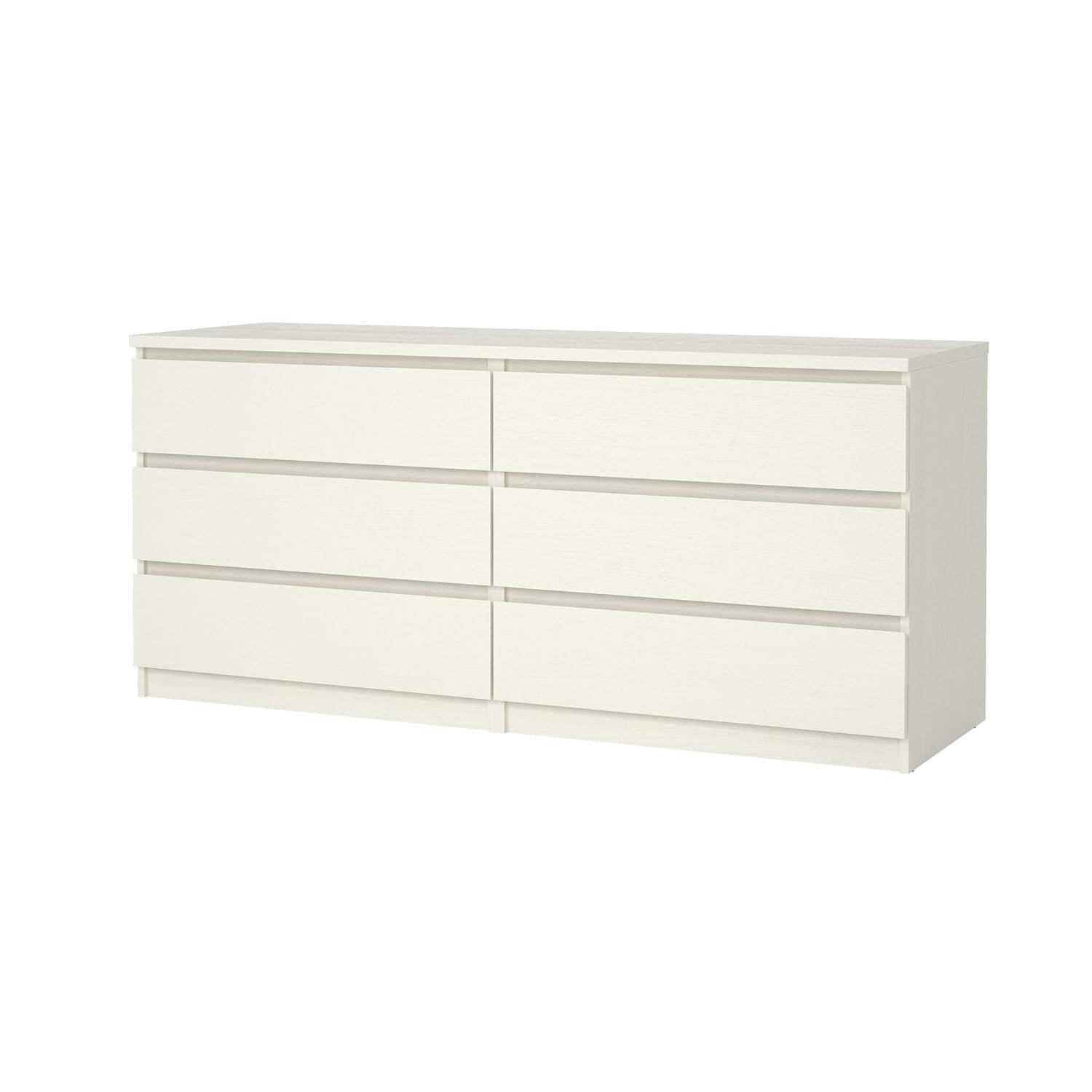 Tvilum Scottsdale 6 Drawer Double Dresser for Adults, White Woodgrain