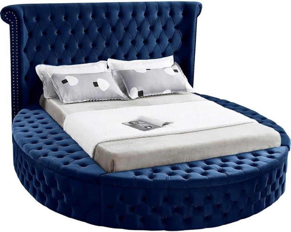 Meridian Furniture Luxus Navy Velvet Queen Bed