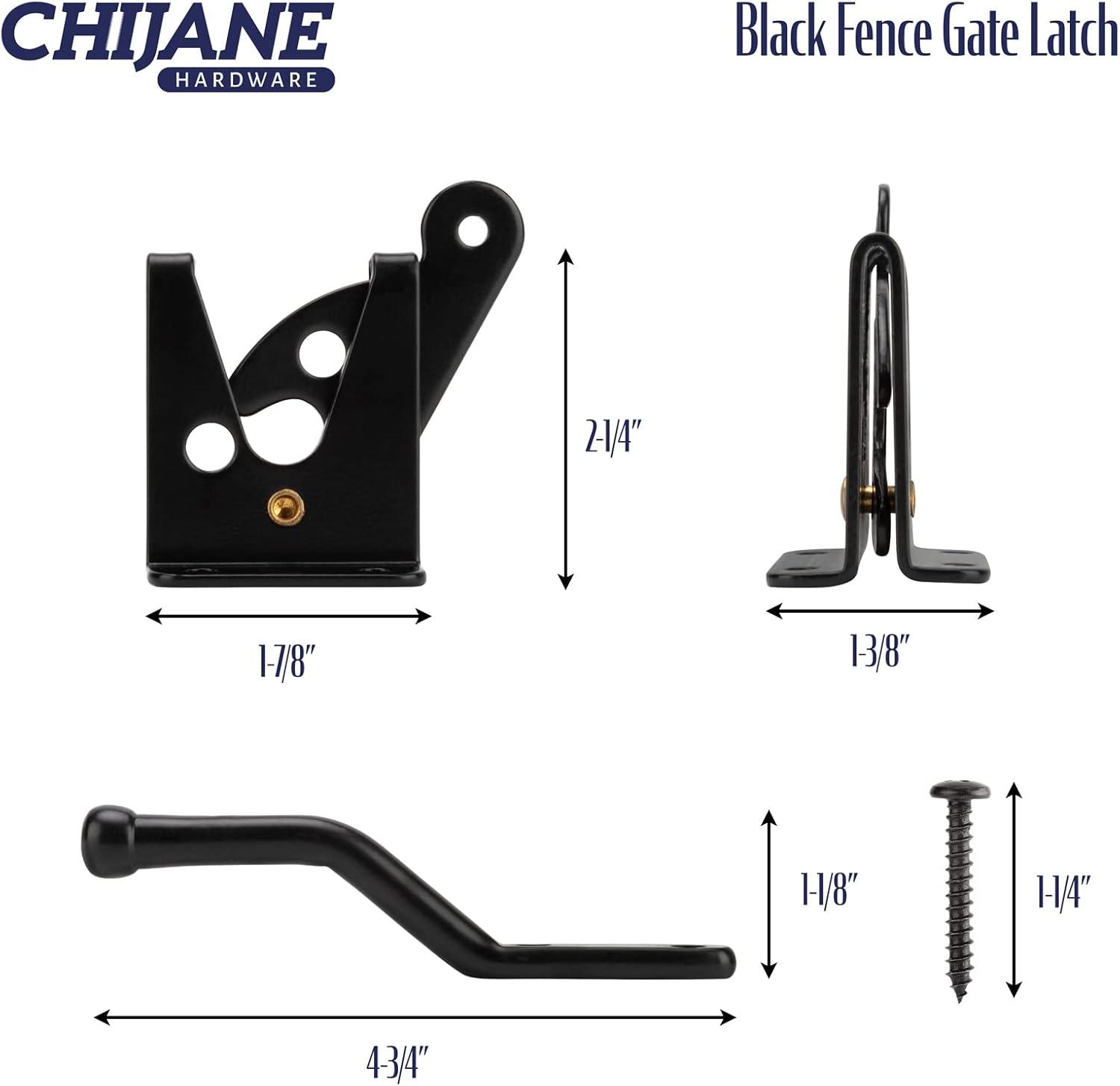 Gate Latch Automatic Gate Gravity Latch Self Locking Fence Gate Latch with Pull Cable for Wooden Fence Gates Door, Black