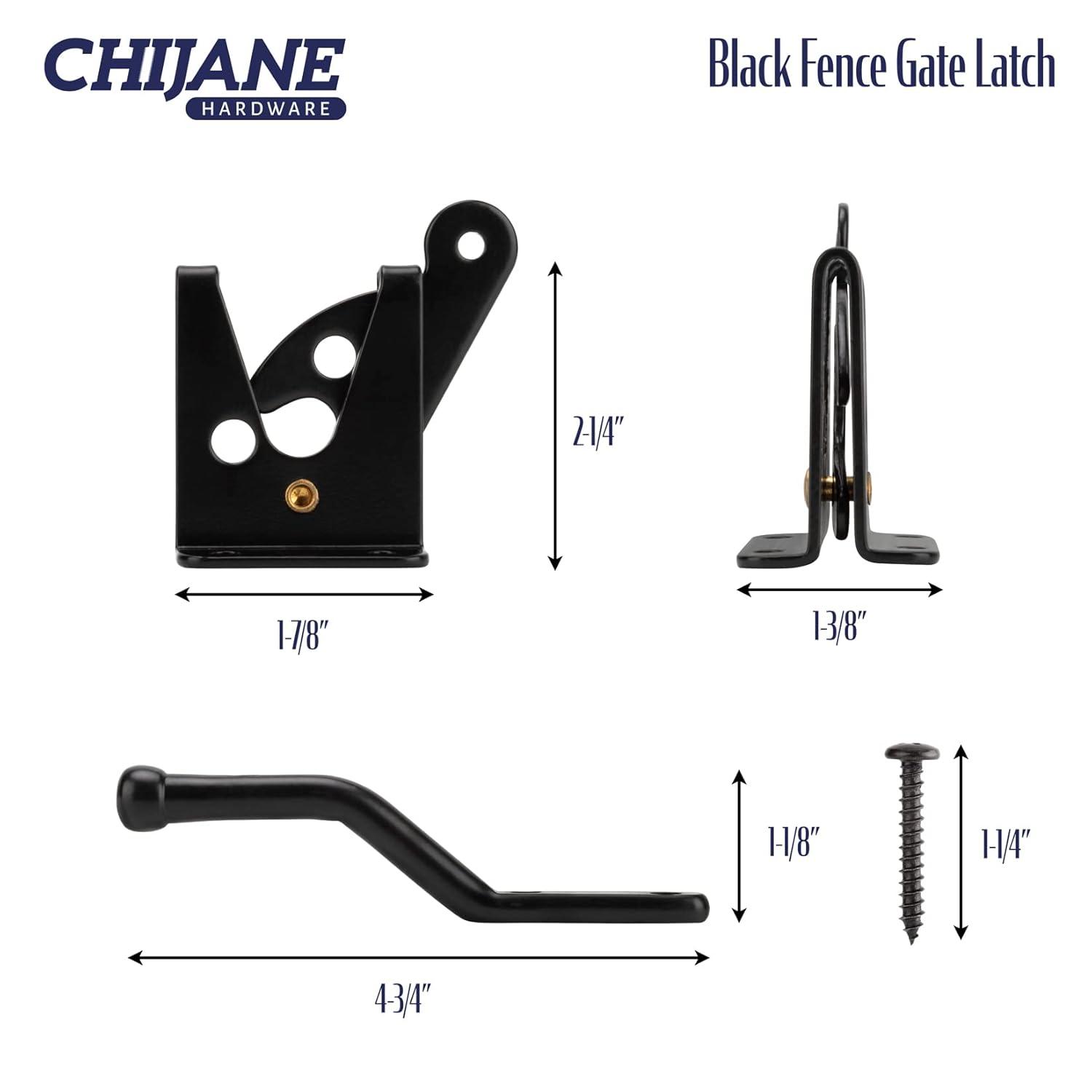 Gate Latch Automatic Gate Gravity Latch Self Locking Fence Gate Latch with Pull Cable for Wooden Fence Gates Door, Black