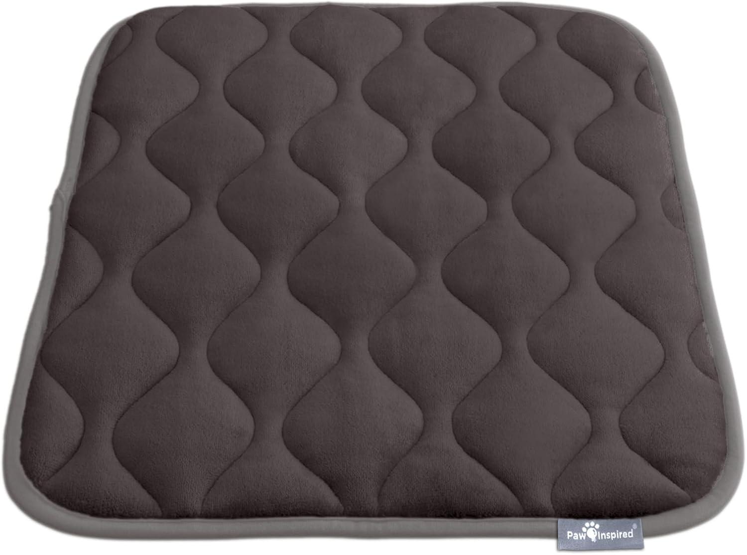 Paw Inspired Washable Padded 24" Crate Mats for Dogs | 23” x 17” Size, Fits 24-inch Kennels | Anti-Slip, Leakproof, Waterproof, Reusable Plush Pet Pads (Gray)