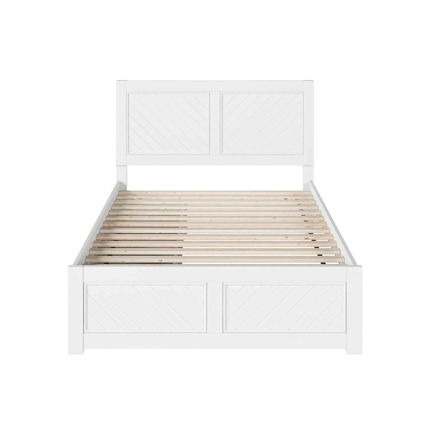 AFI Canyon White Solid Wood Platform Bed with Matching Footboard & Storage Drawers, Full