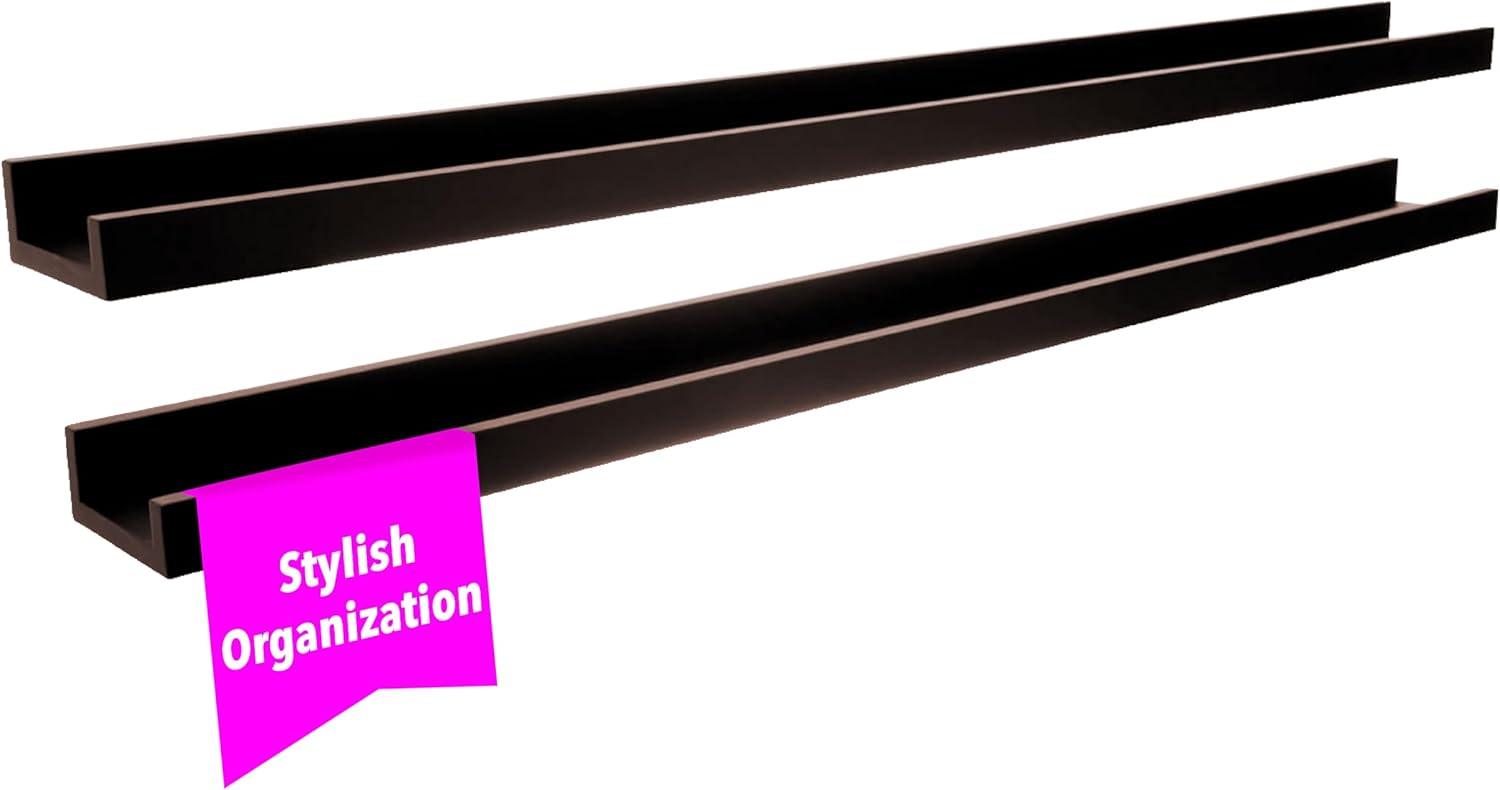 kieragrace KG Modern  Edge Frame Ledge  Set of 2 Espresso Engineered Wood