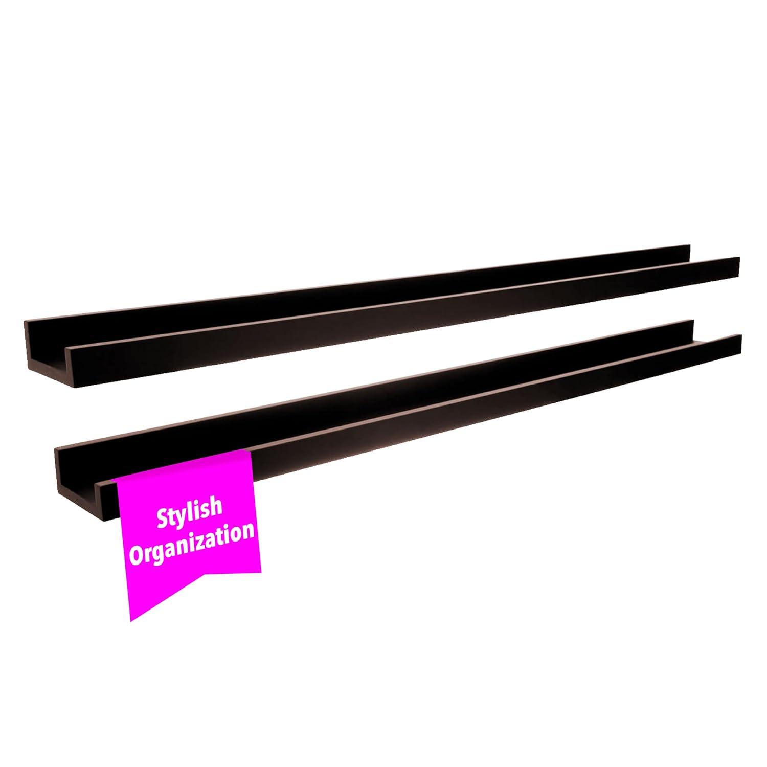 kieragrace KG Modern  Edge Frame Ledge  Set of 2 Espresso Engineered Wood