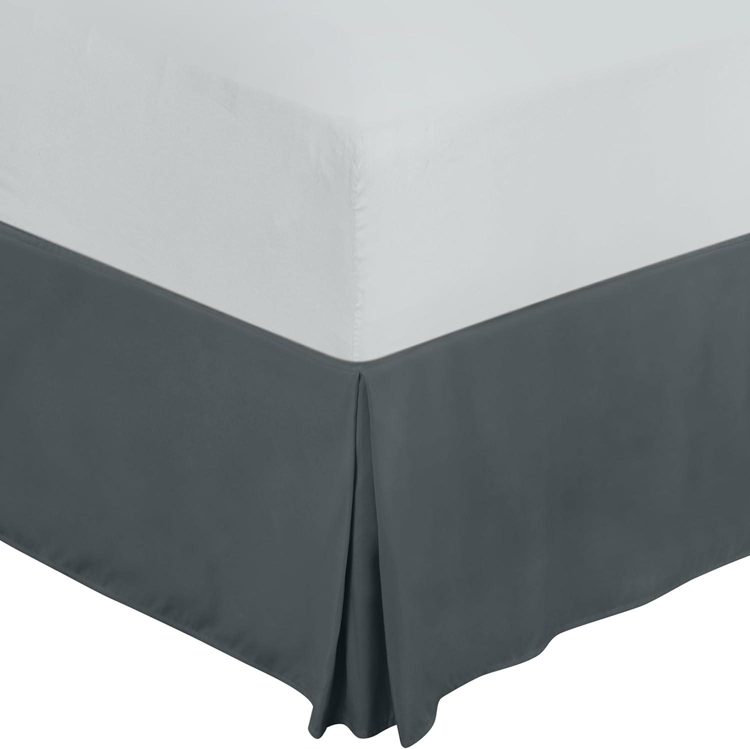 Queen Gray Microfiber Pleated Bed Skirt with 16 Inch Drop