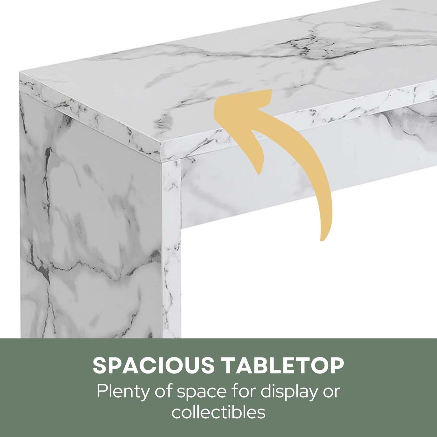 Convenience Concepts Northfield Hall Console Table/Desk, White Faux Marble
