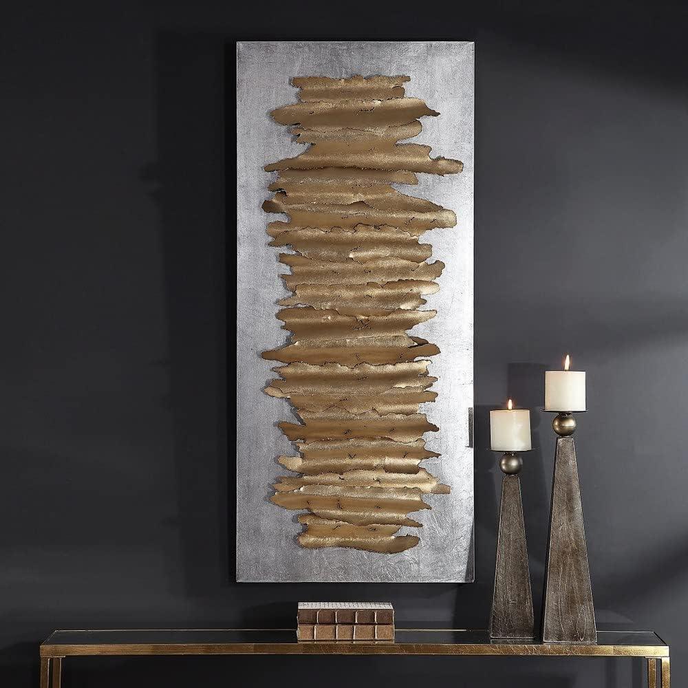 Lev 55" Gold and Silver Iron Wall Sculpture