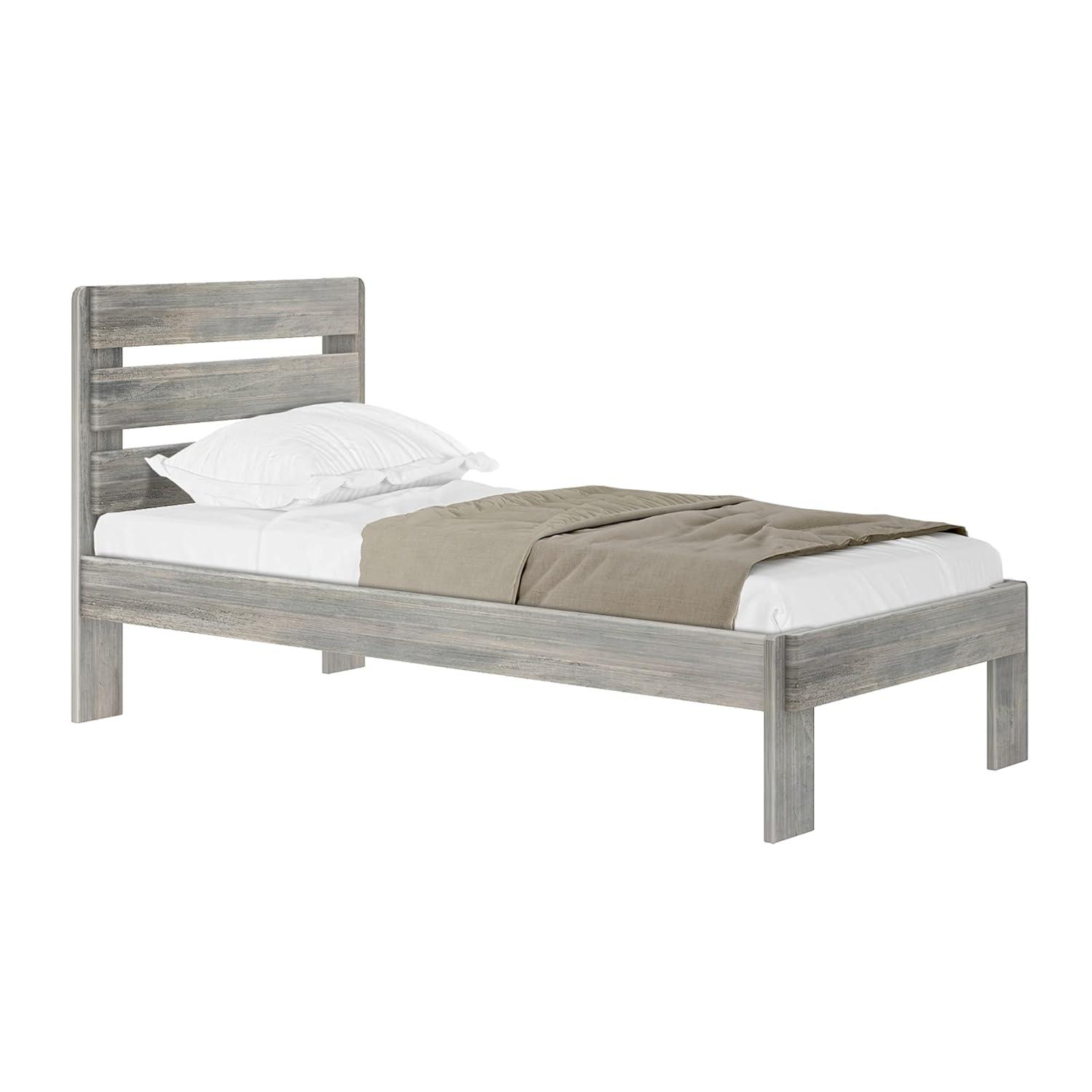 Plank+Beam Farmhouse Twin Bed Frame with Plank Headboard, Solid Wood Platform Bed