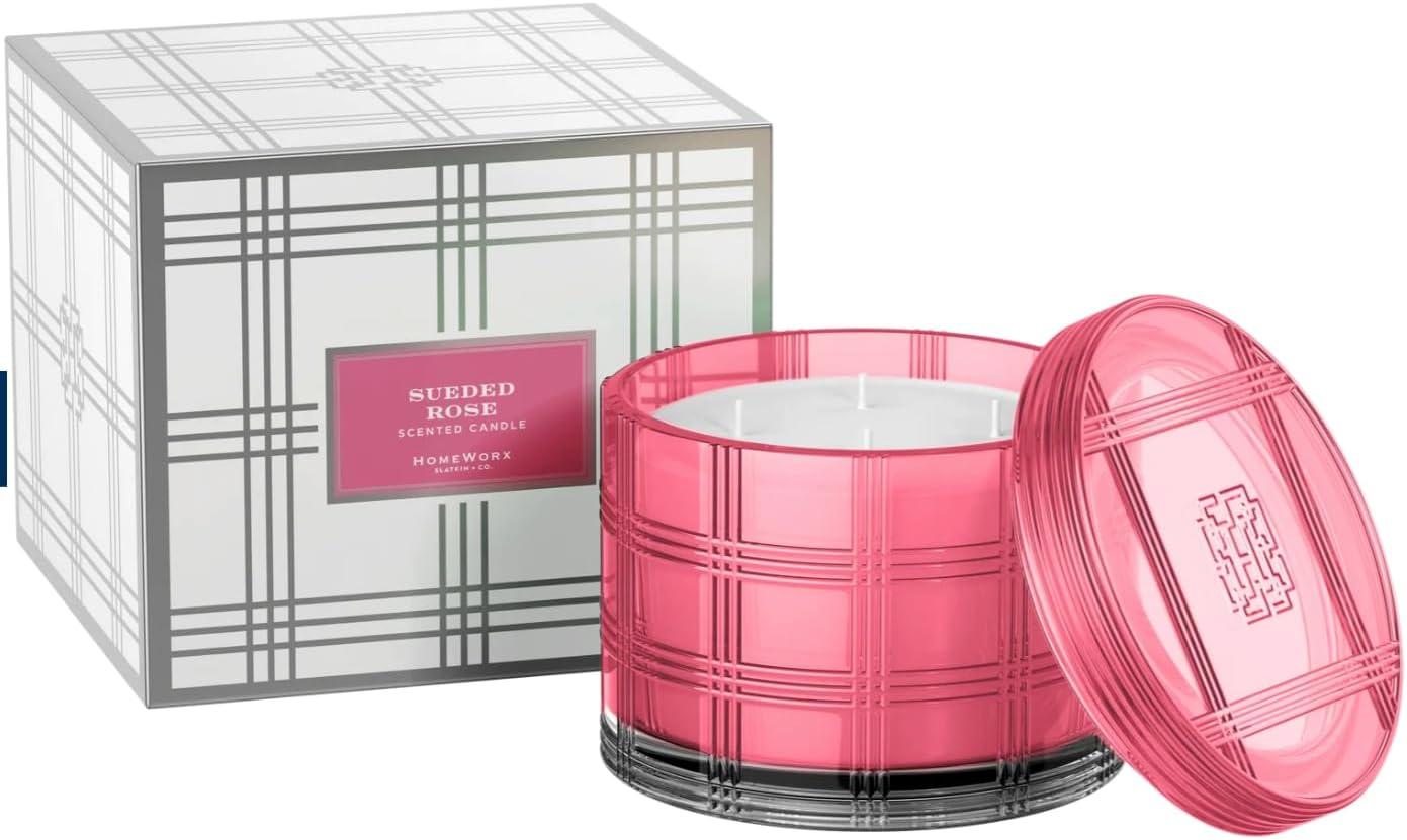 Sueded Rose Pink Textured Glass 4-Wick Candle