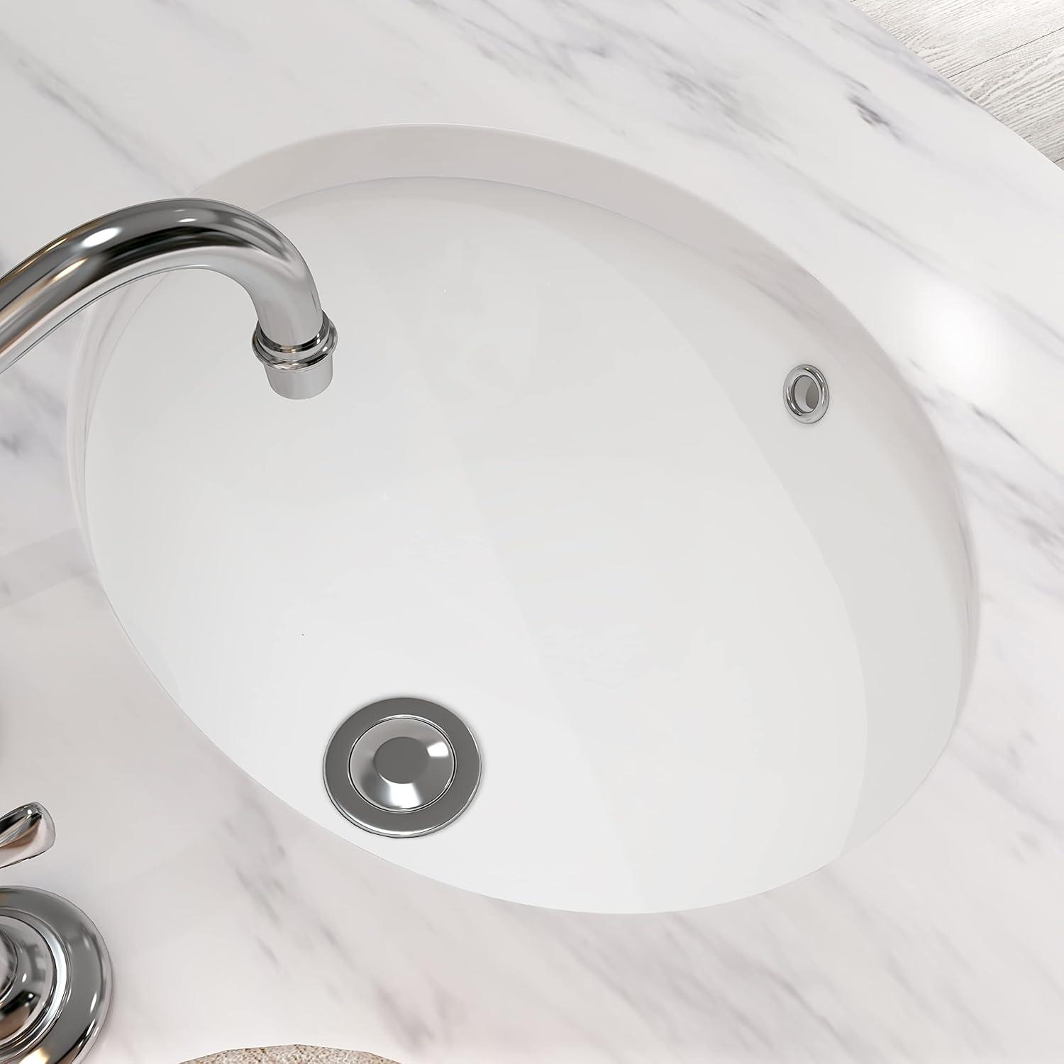 MEJE 14.2'' White Ceramic Oval Bathroom Sink with Overflow