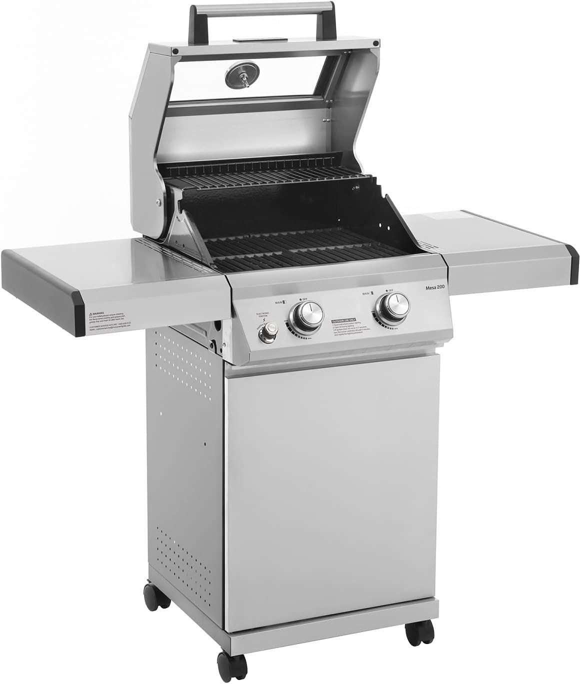 Monument Grills 14633 2-Burner Liquid Propane 24000 BTU Gas Grill with Cabinet, Stainless Steel