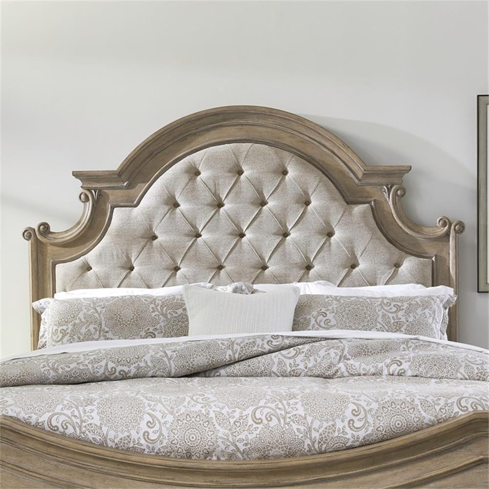 Magnolia Manor Queen Uph Bed in Weathered Bisque