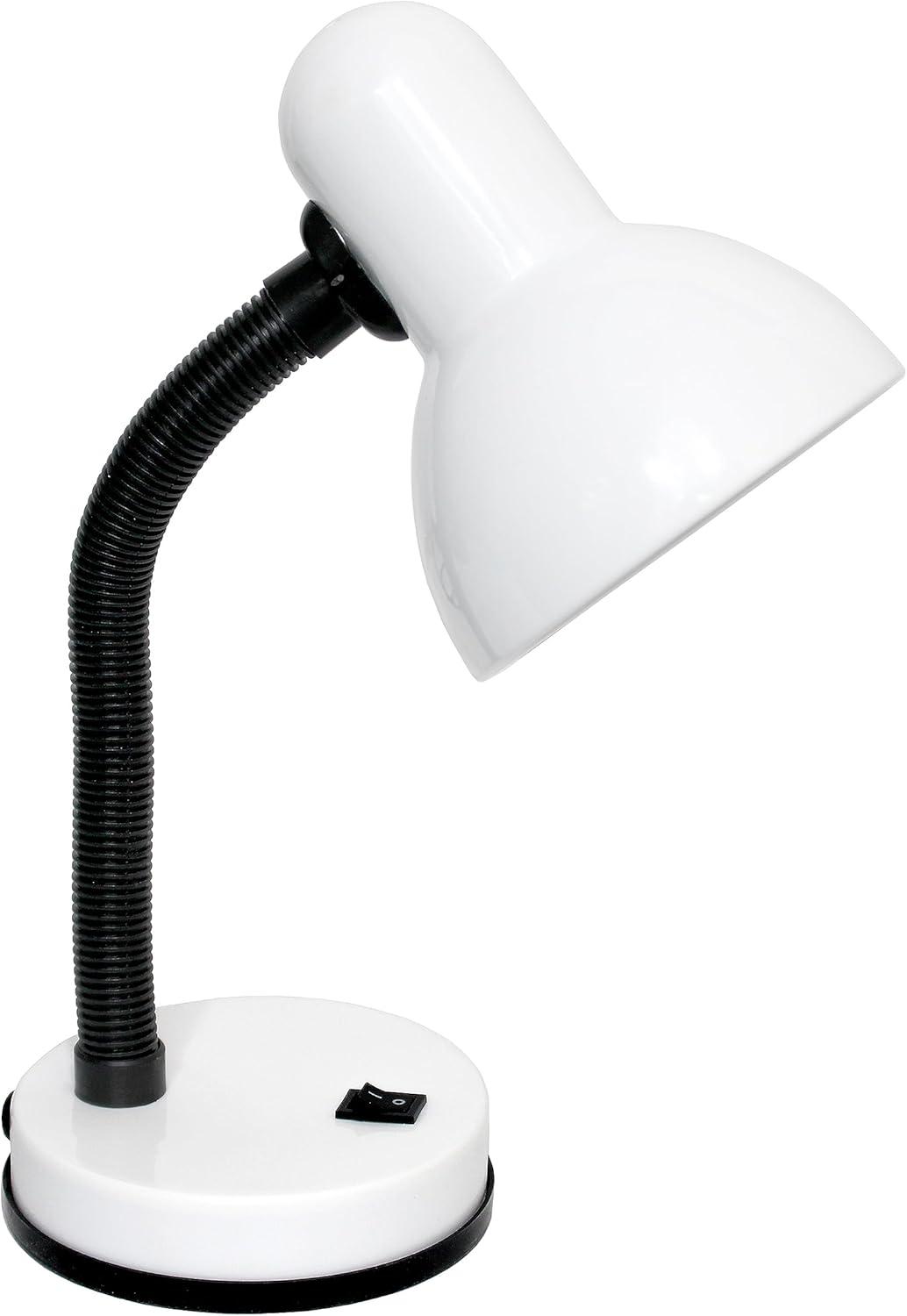 Adjustable White Metal Desk Lamp with Flexible Neck