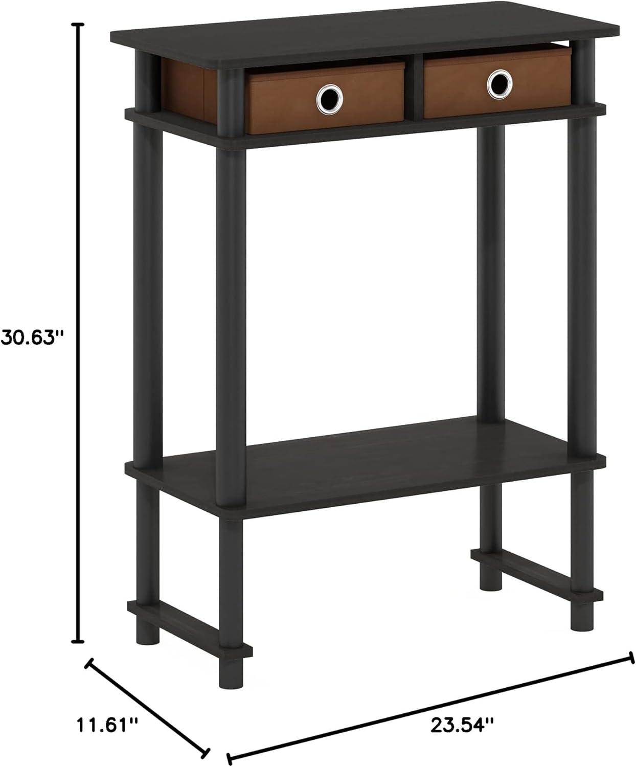 Furinno Turn-N-Tube Tall-Wide Hallway Console Table with Bin, Espresso/Brown