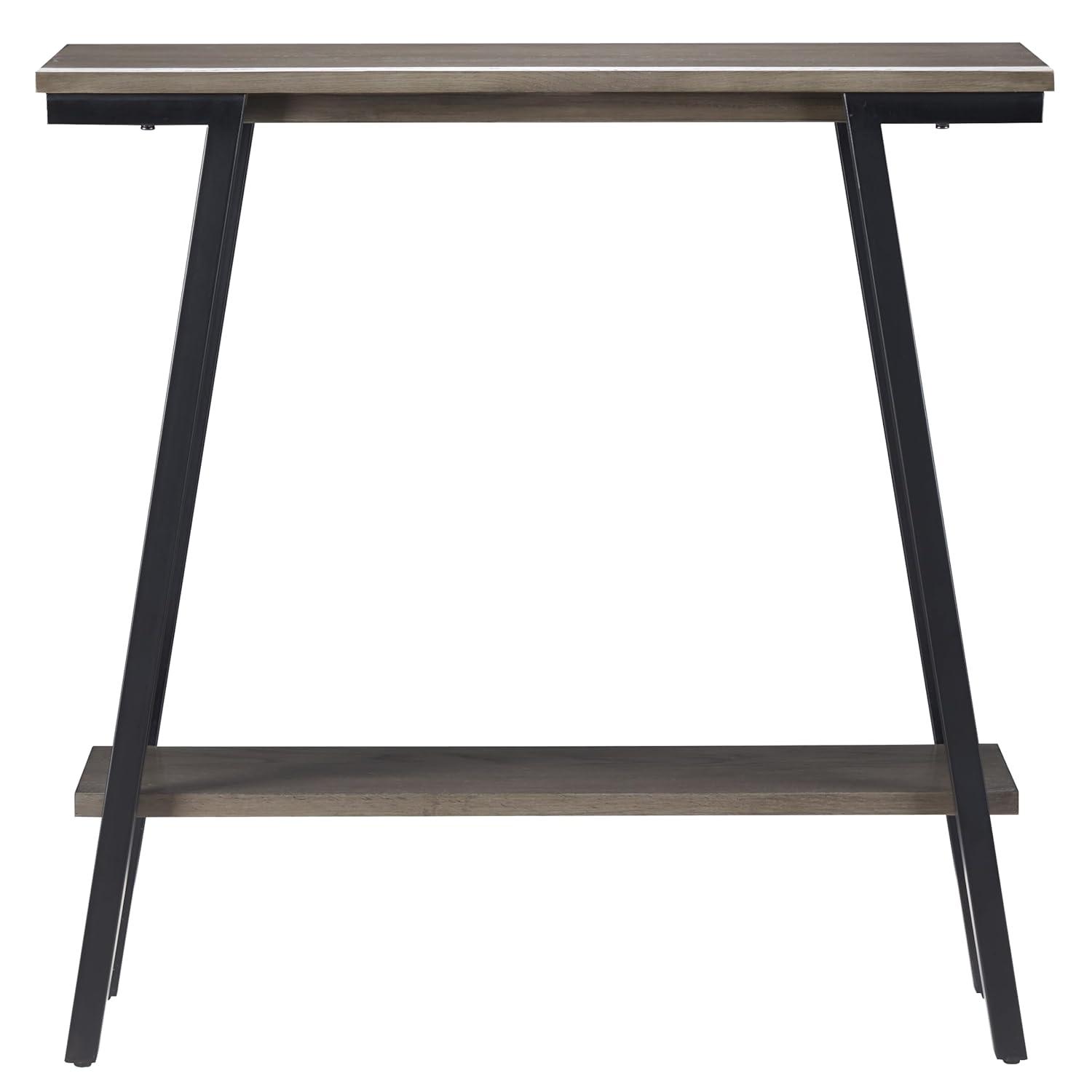 Leick Home 214338 Empiria Wood Console Table with Metal Frame for Living Room Entryway Bedroom, Gray
