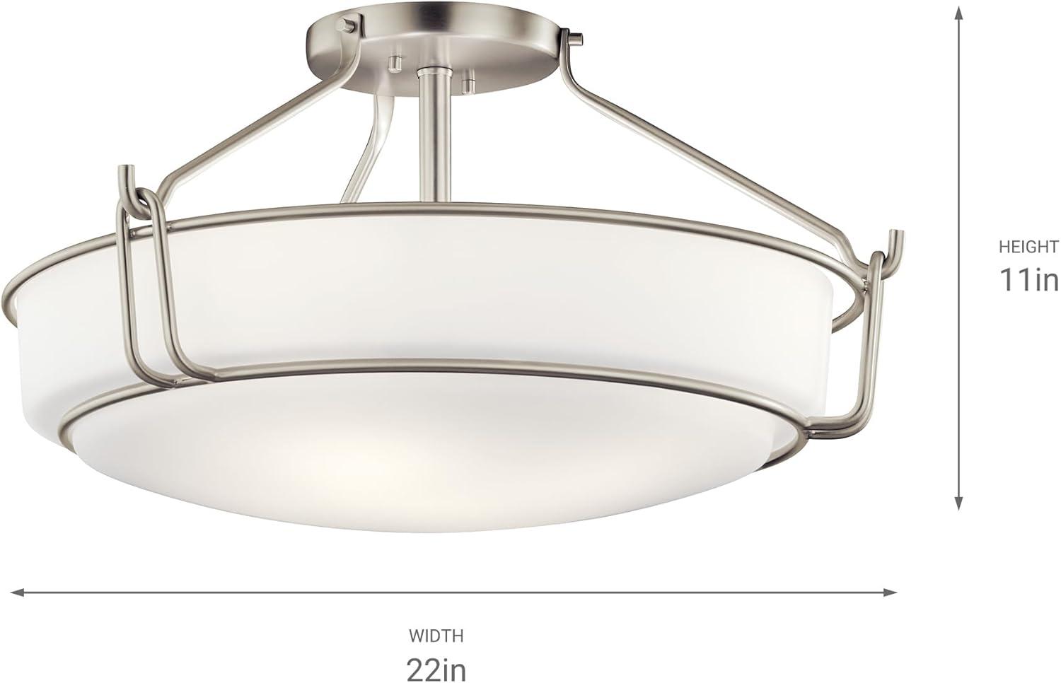 Transitional 22" Black Nickel Semi-Flush Ceiling Bowl Light