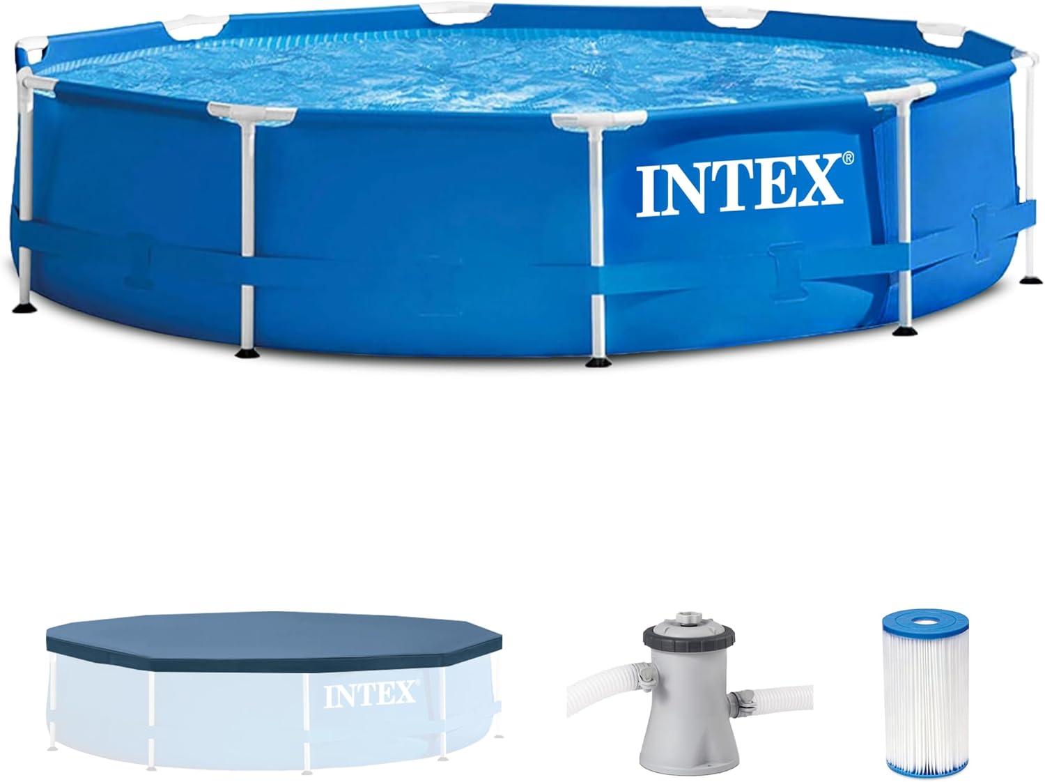 Intex Intex 10ft x 30in Metal Frame Swimming Pool Set with Filter and Debris Cover