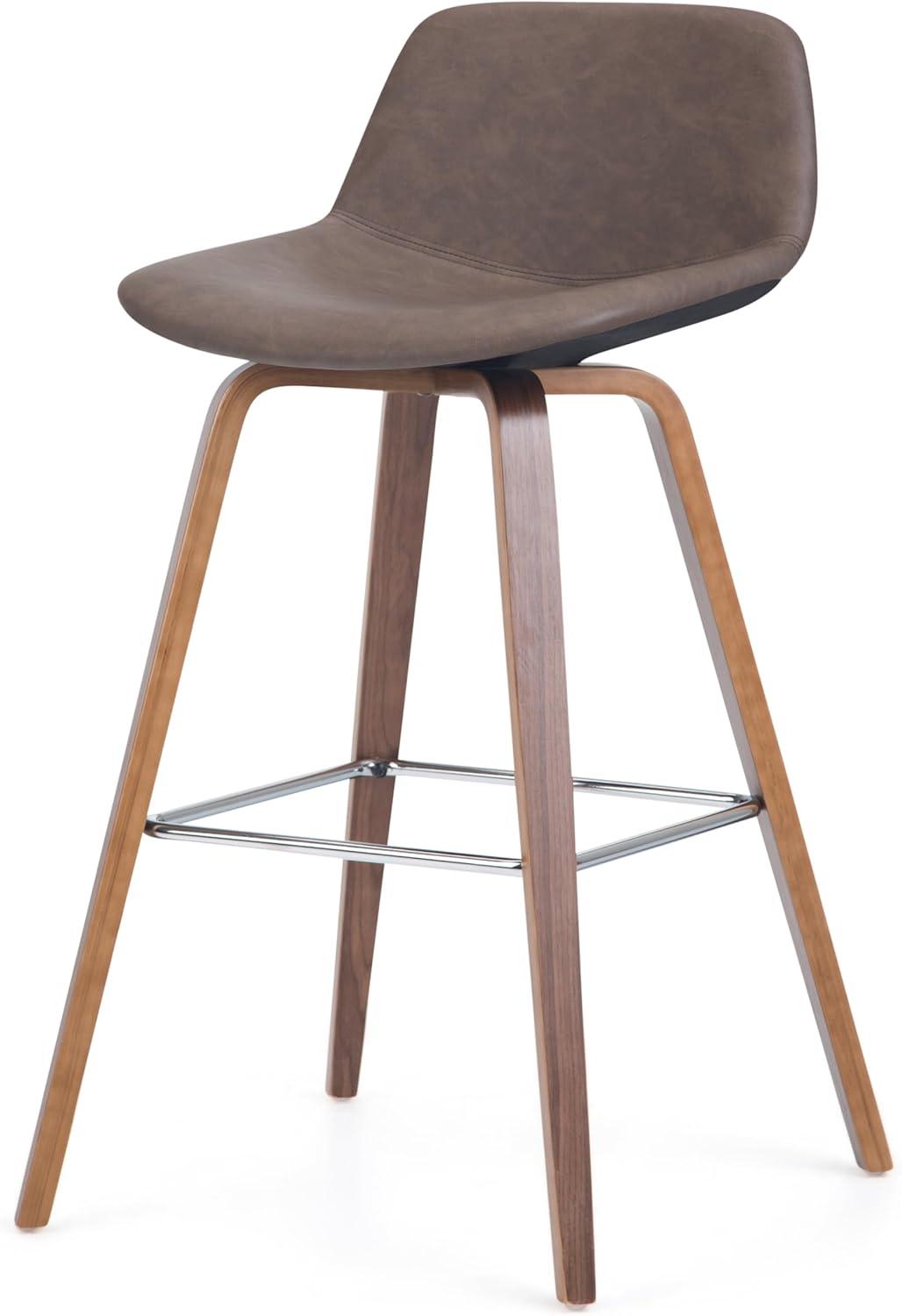 Randolph Counter Height Stool(Set 2)in Distressed Chocolate Brown Faux Leather