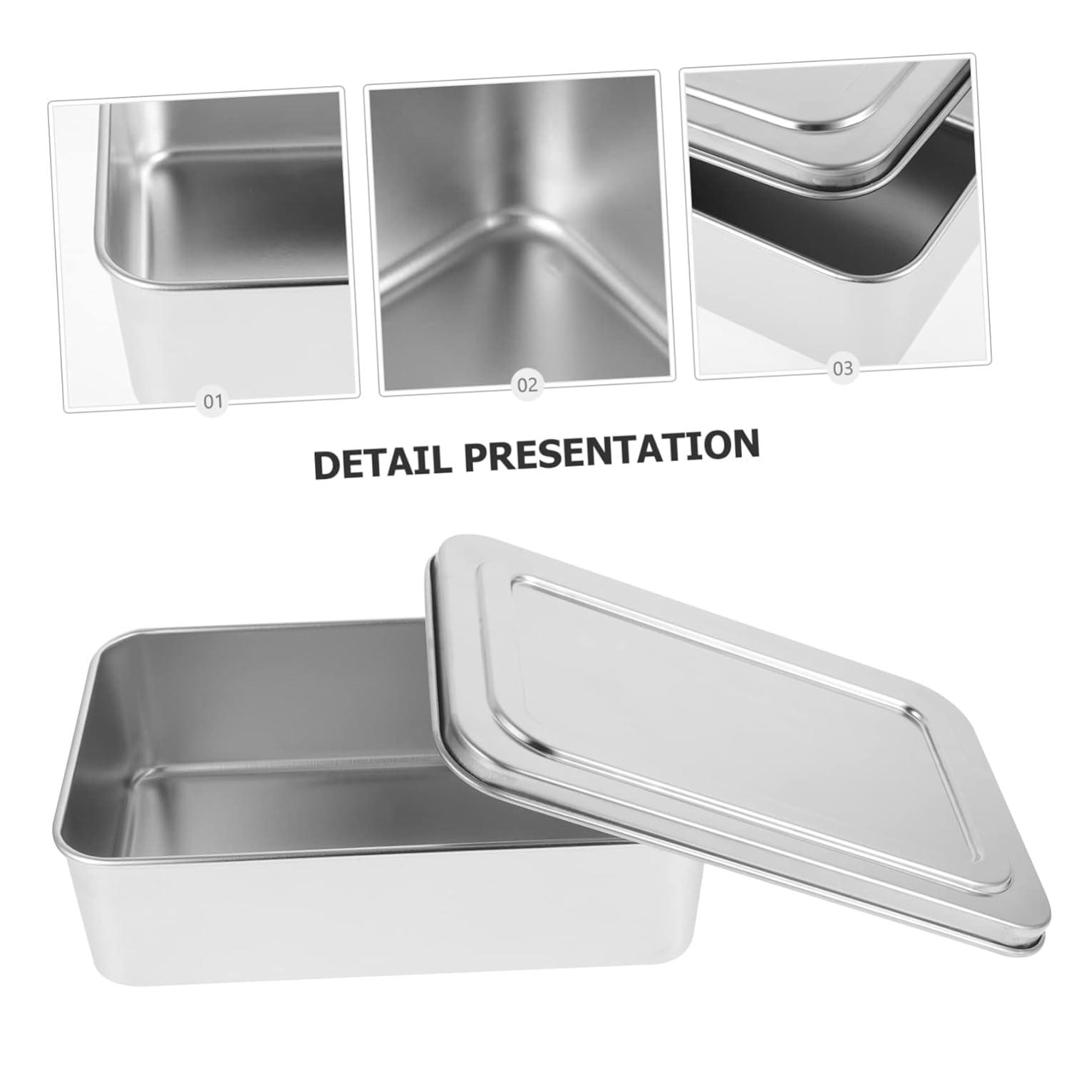 TABLZONE Stainless Steel Baking Tray Silver Oven Pan for Home Use with Lid