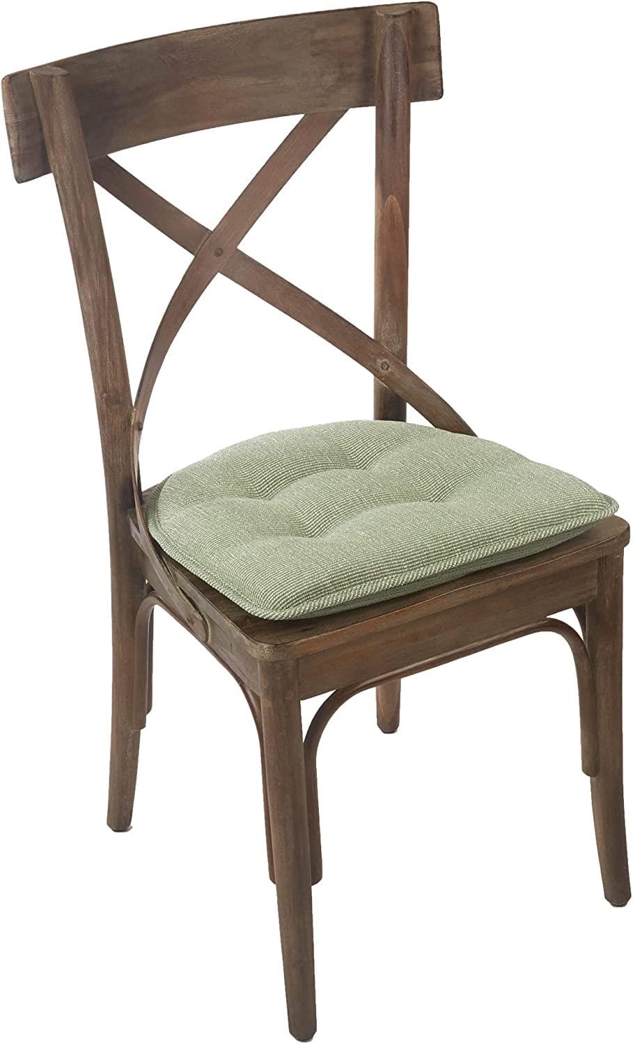 The Gripper Non-Slip 15" x 16" Saturn Tufted Kitchen or Dining Chair Cushions, Set of 2