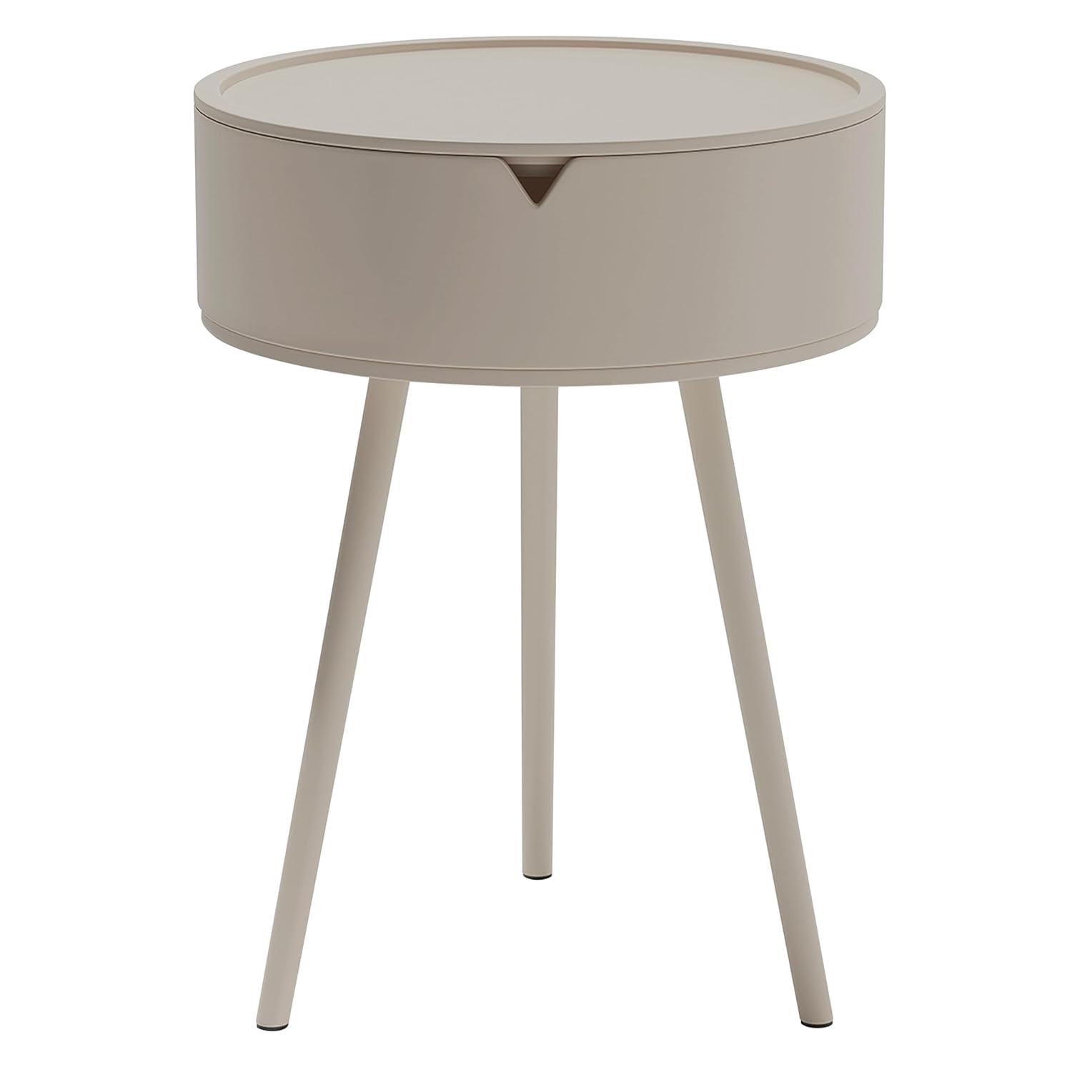 Round End Table With Storage For Living Room, Modern Small Side Table For Small Spaces,Nightstand Bedside Table For Bedroom Balcony