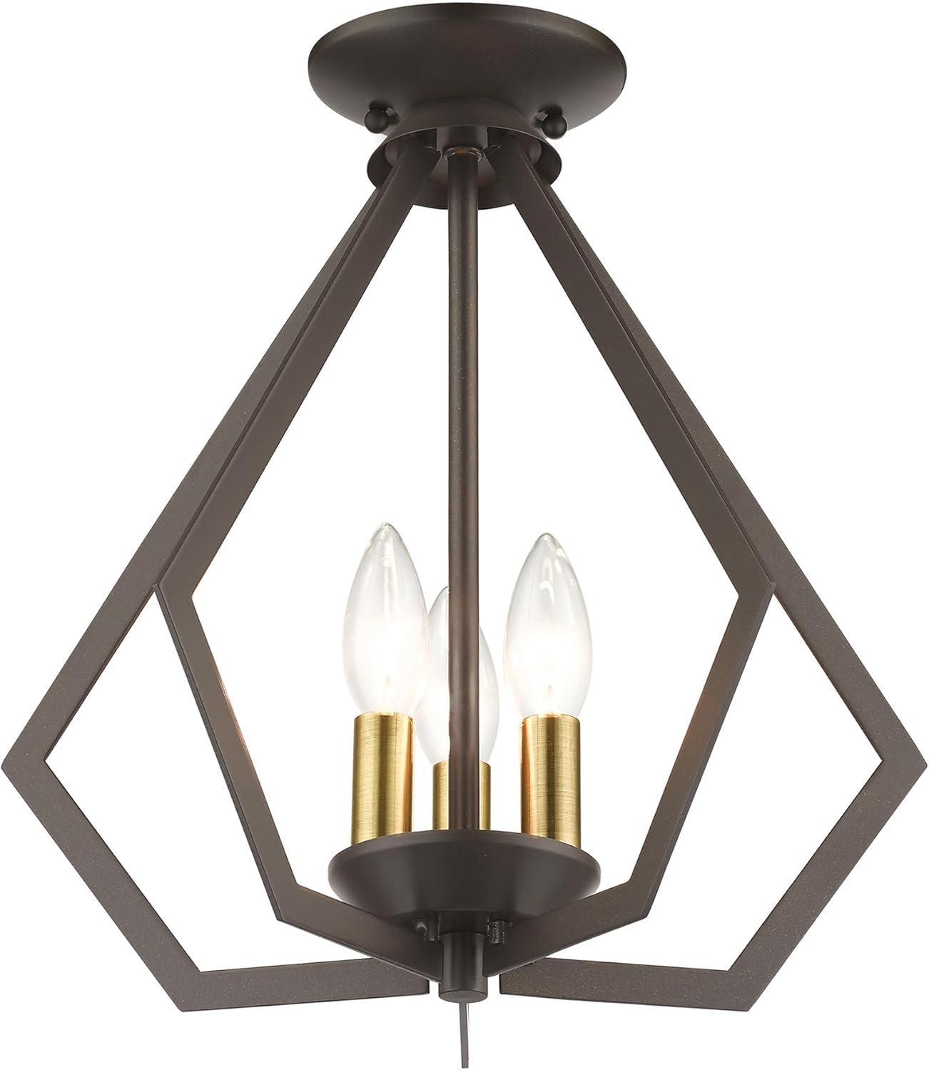 Prism 3-Light Black Brushed Nickel Mini Chandelier for Indoor/Outdoor